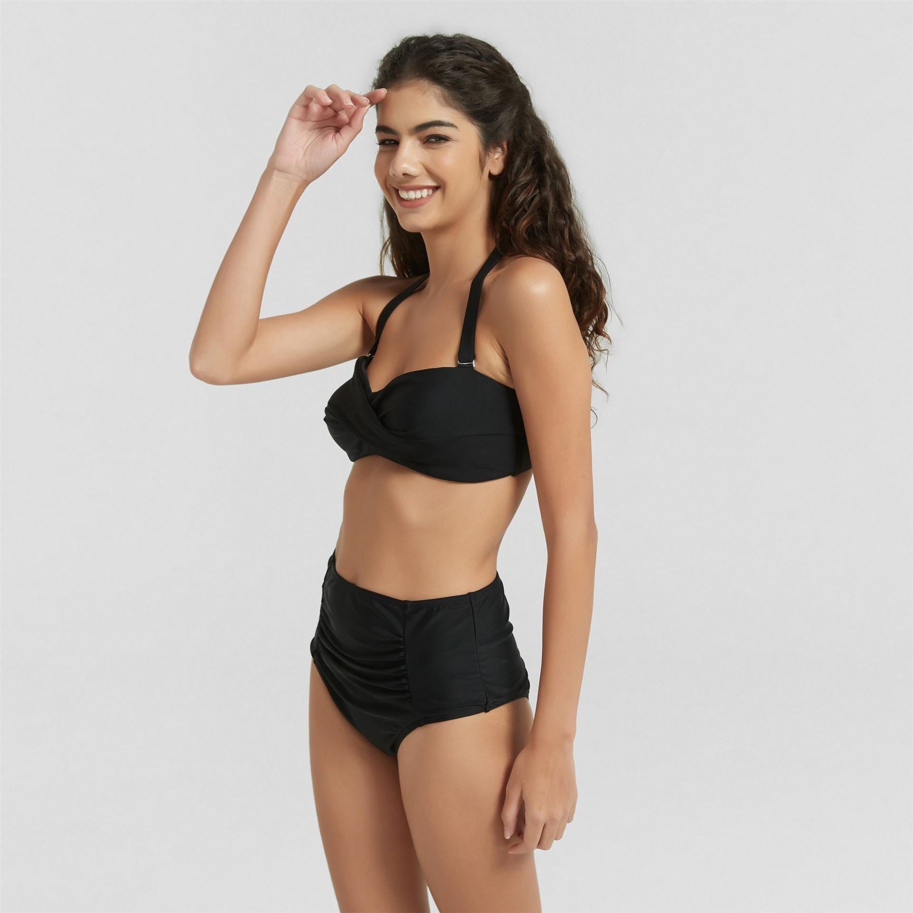 Be You Ruched Front High Waisted Bikini Bottoms