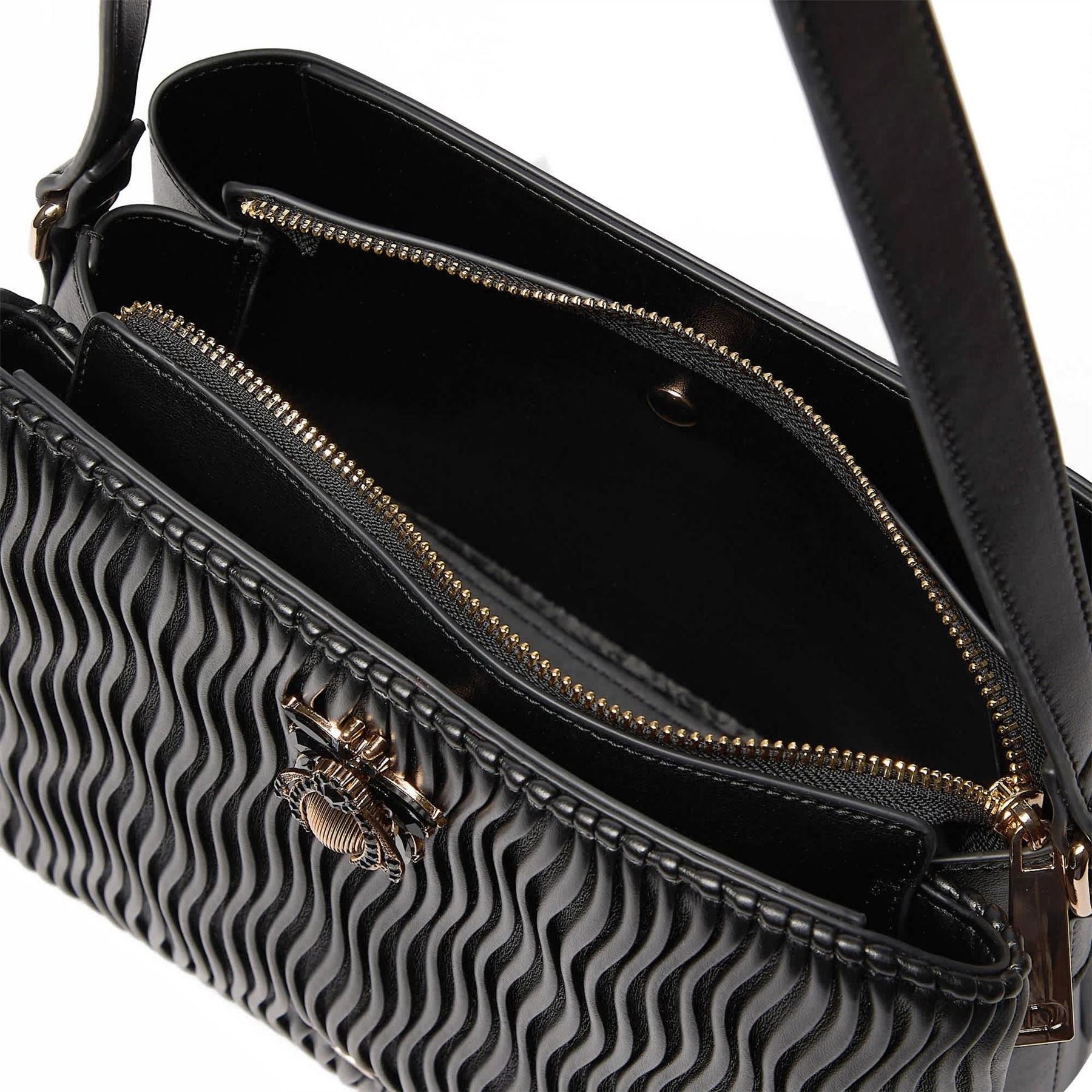 Dune London Distance Textured Cross Body Bag with Gold Tone Hardware