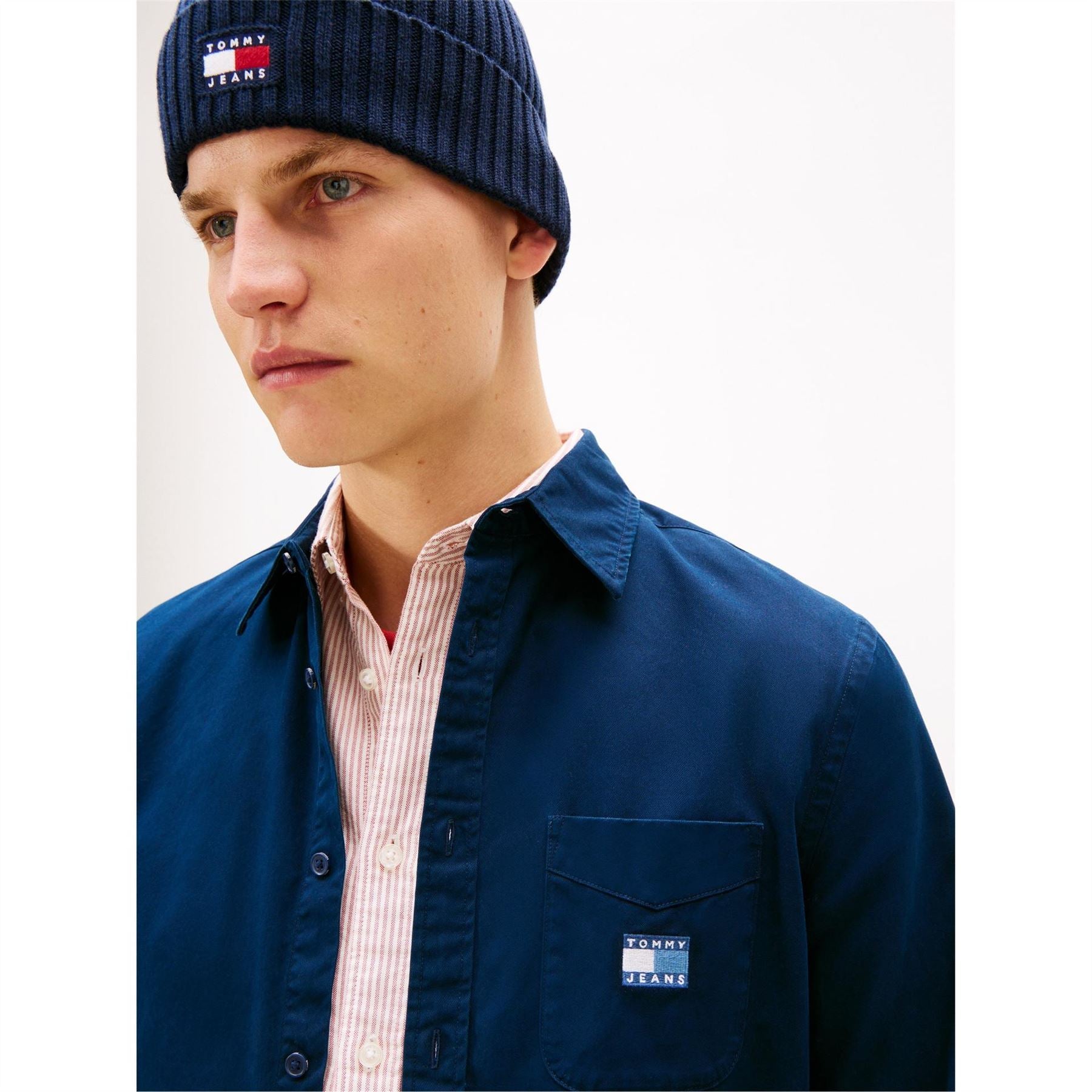 Tommy Jeans Washed Solid Patterned Shirt Collar Shirt Jacket