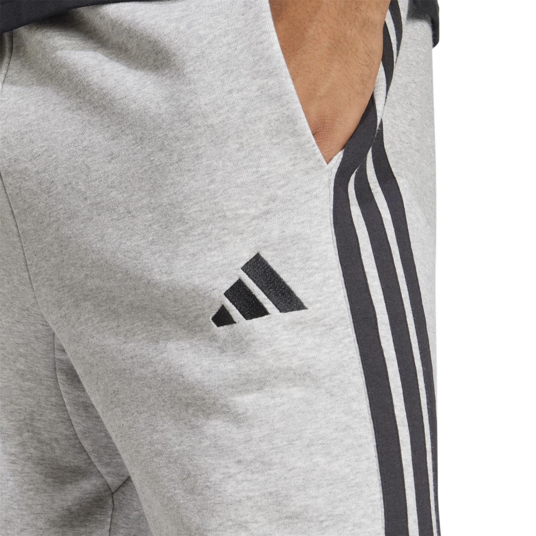adidas Mens Essentials 3 Stripe Fleece Shorts