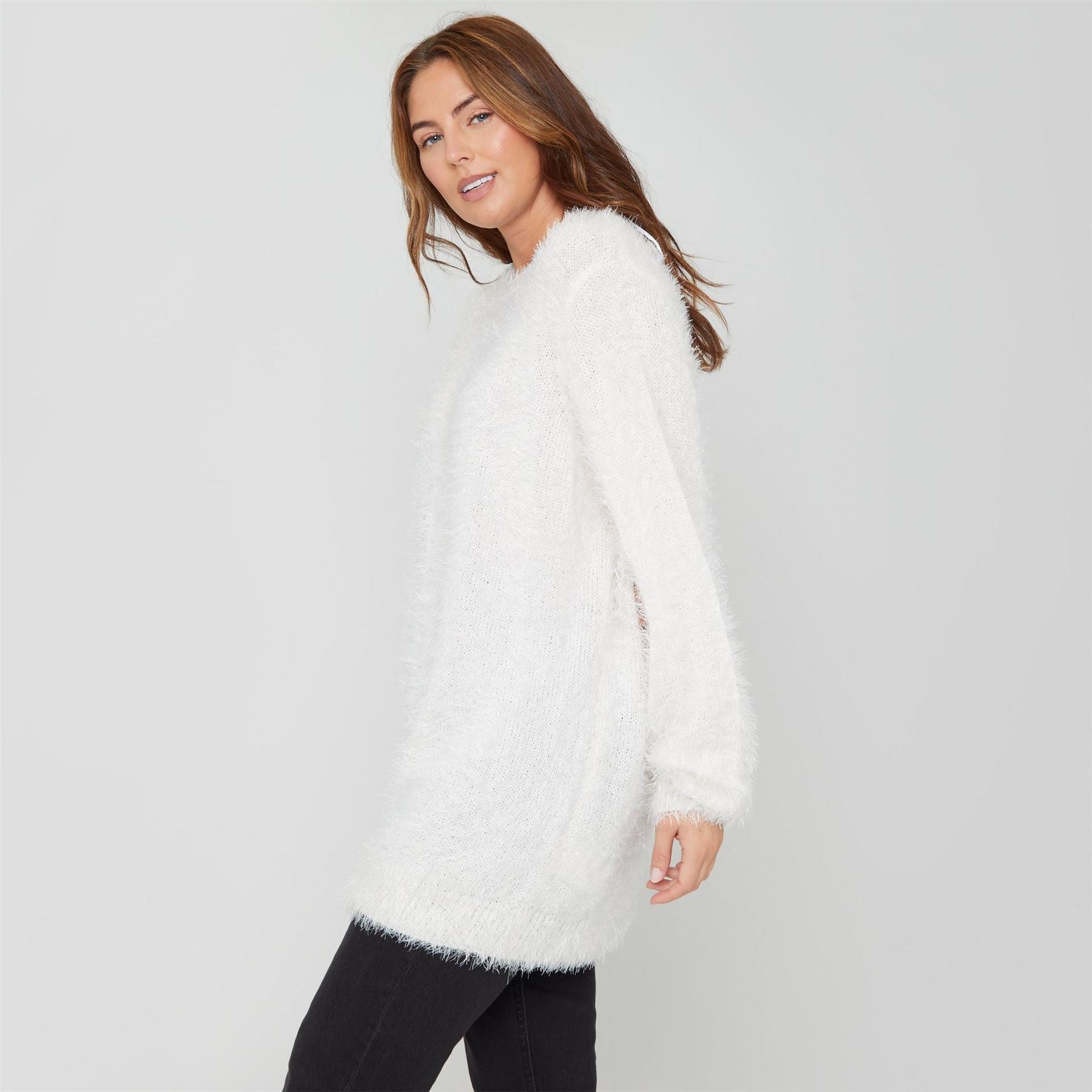 Be You Fluffy Relaxed Fit Crew Neck Sweater