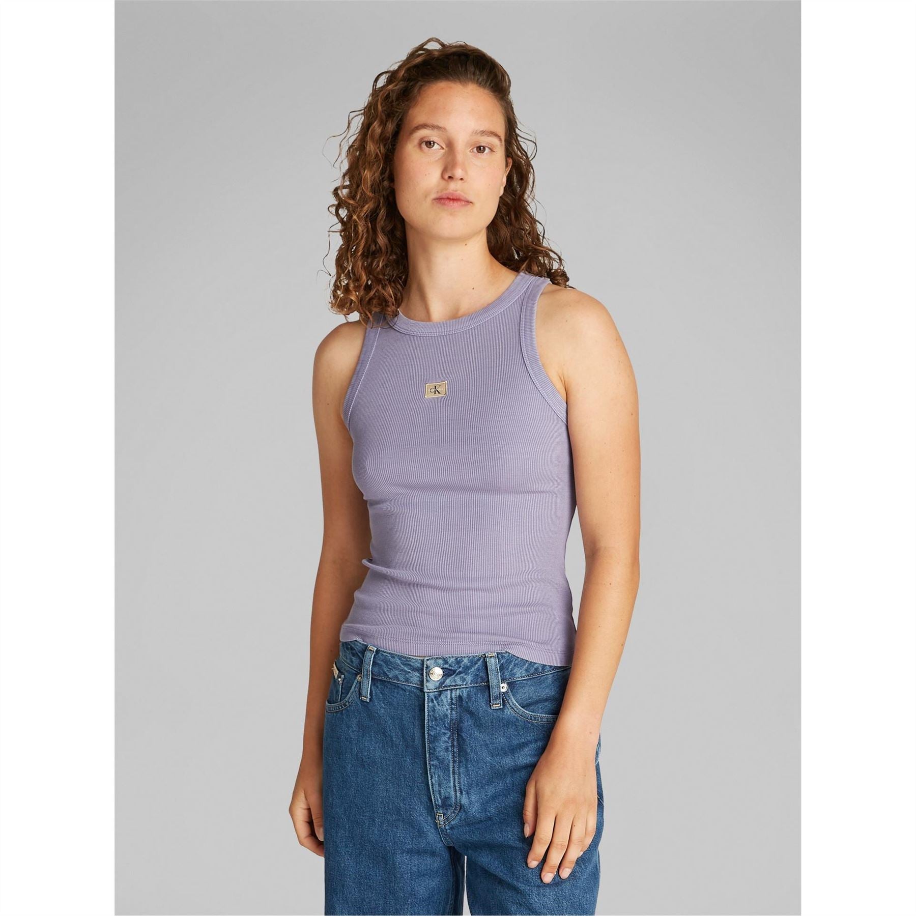 Calvin Klein Jeans Slim Fit Woven Label Rib Tank