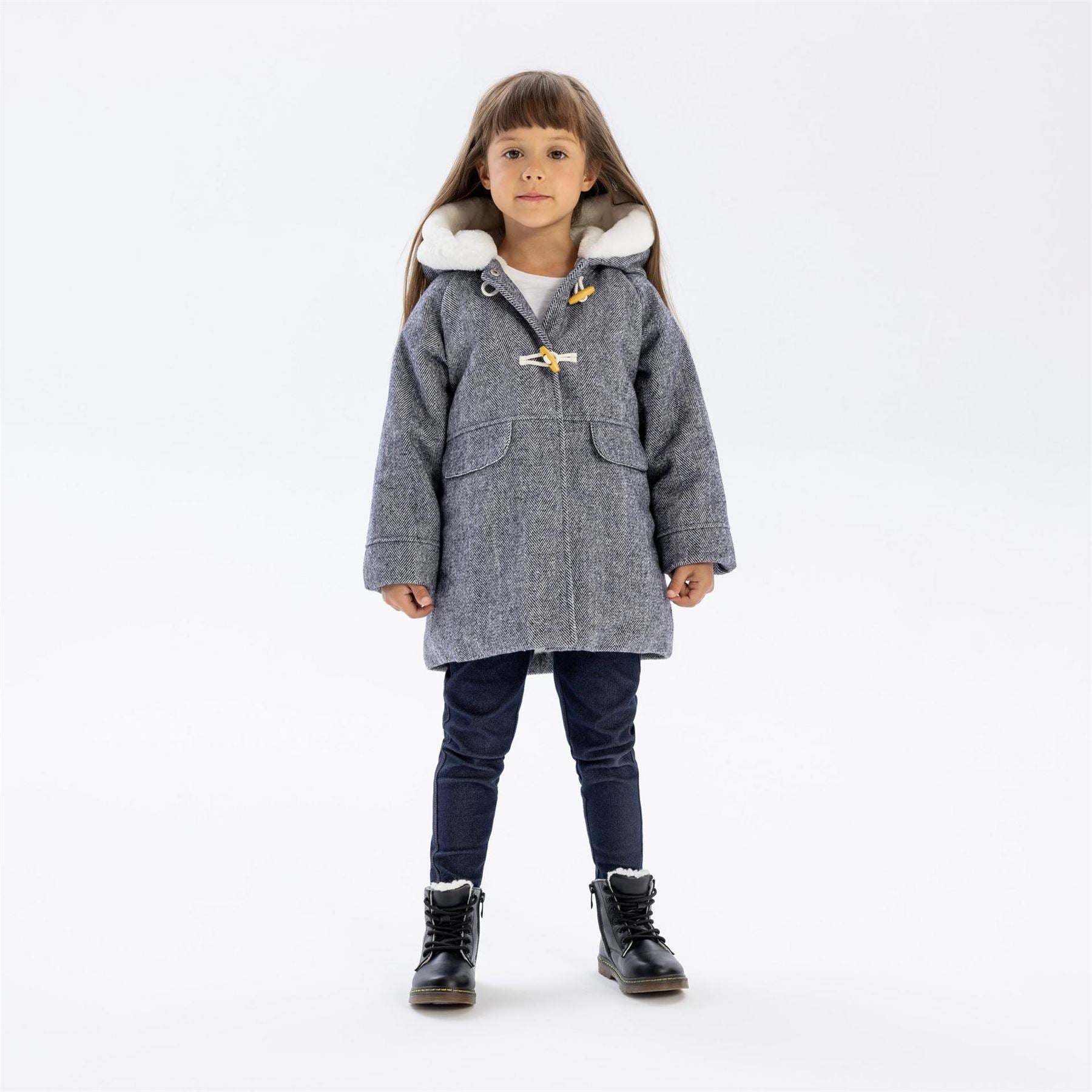Minoti Girls Padded Jacket With Wool Blend Navy