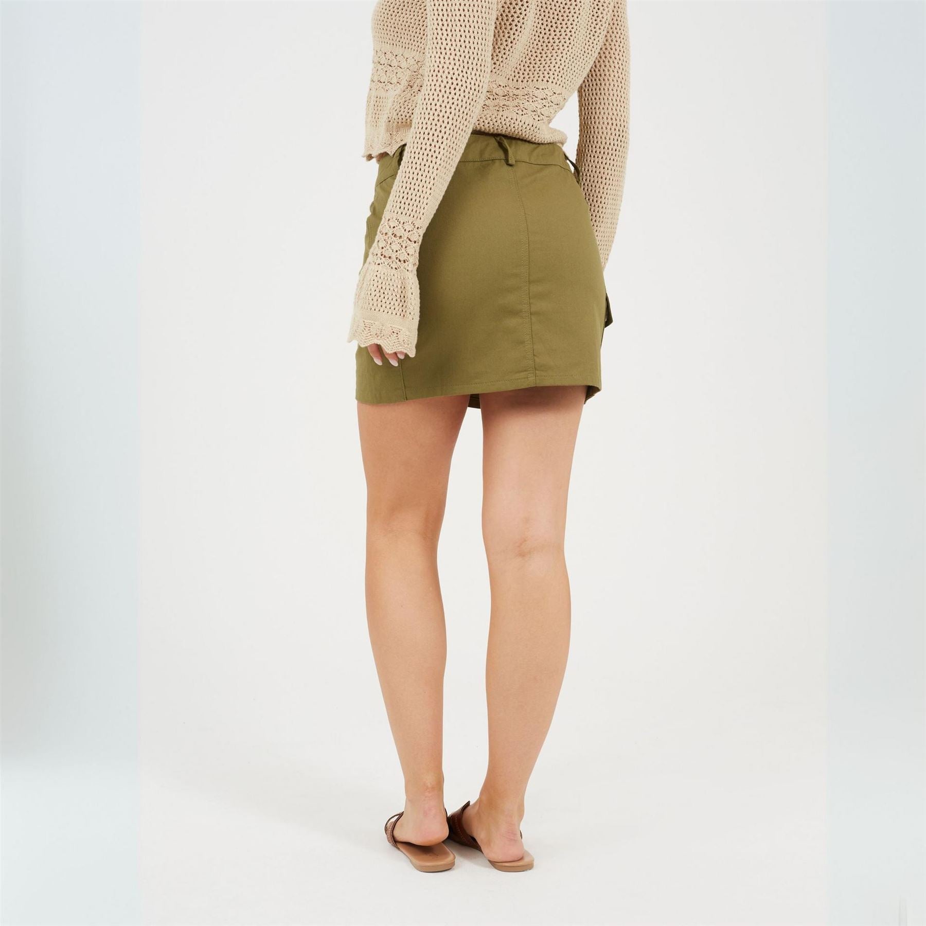 Brave Soul Womens Denim Mini Skirt With Cargo Pockets
