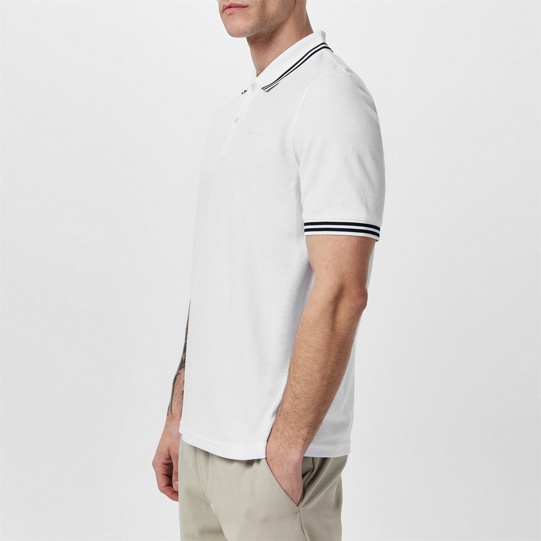 Ted Baker Striped Trim Short Sleeve Polo Shirt