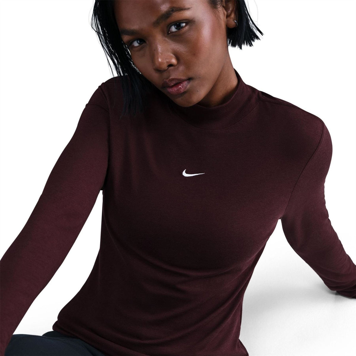Nike Mock Neck High Collar Long Sleeve Jersey T-Shirt