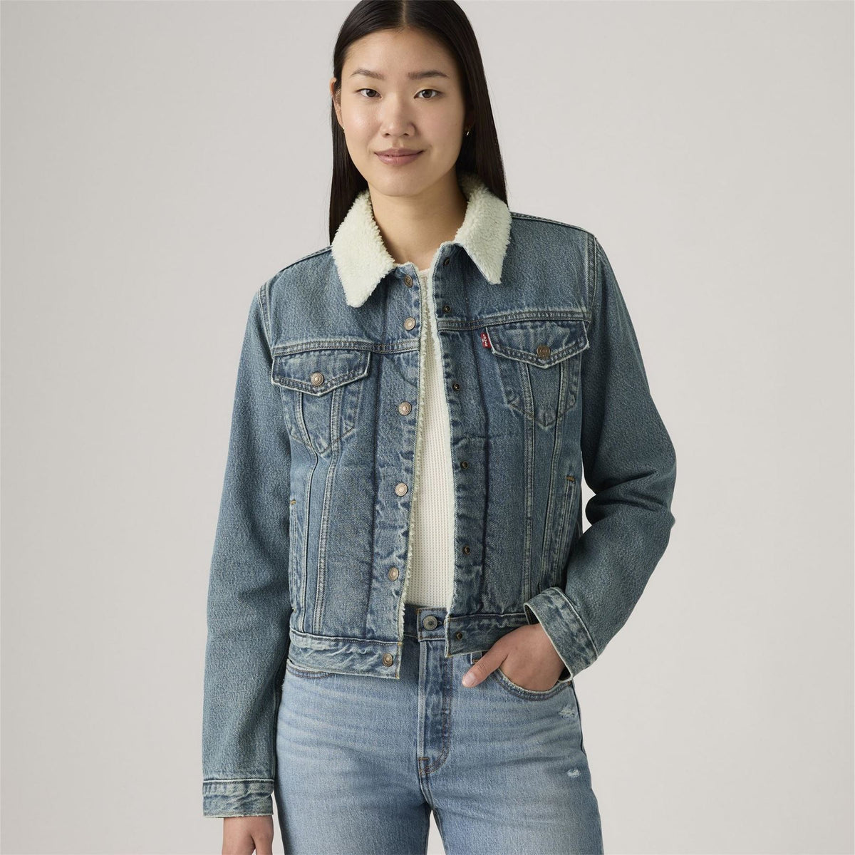 Levis Sherpa Trucker Denim Slim Fit Jacket