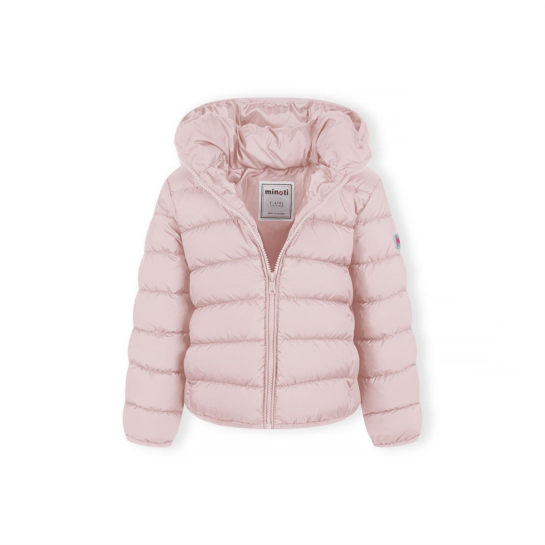 Minoti Girls Quilted Jacket With Zip Removable Hood Pink