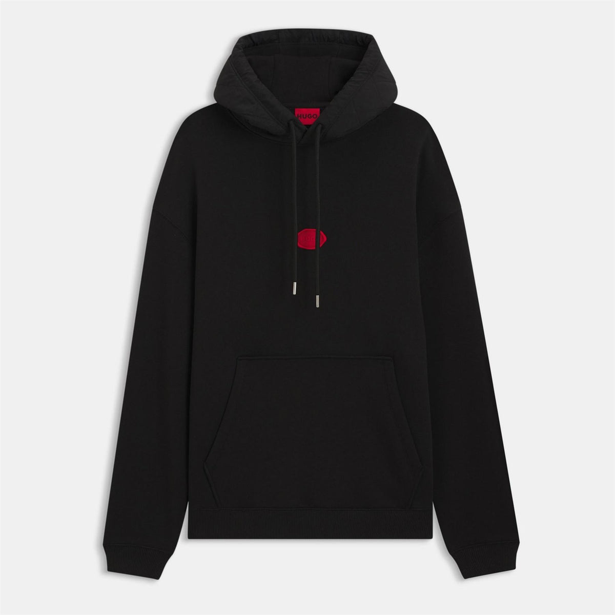 Hugo Hooded Neck Oversize Fit Sweatshirt with Rubber Badge