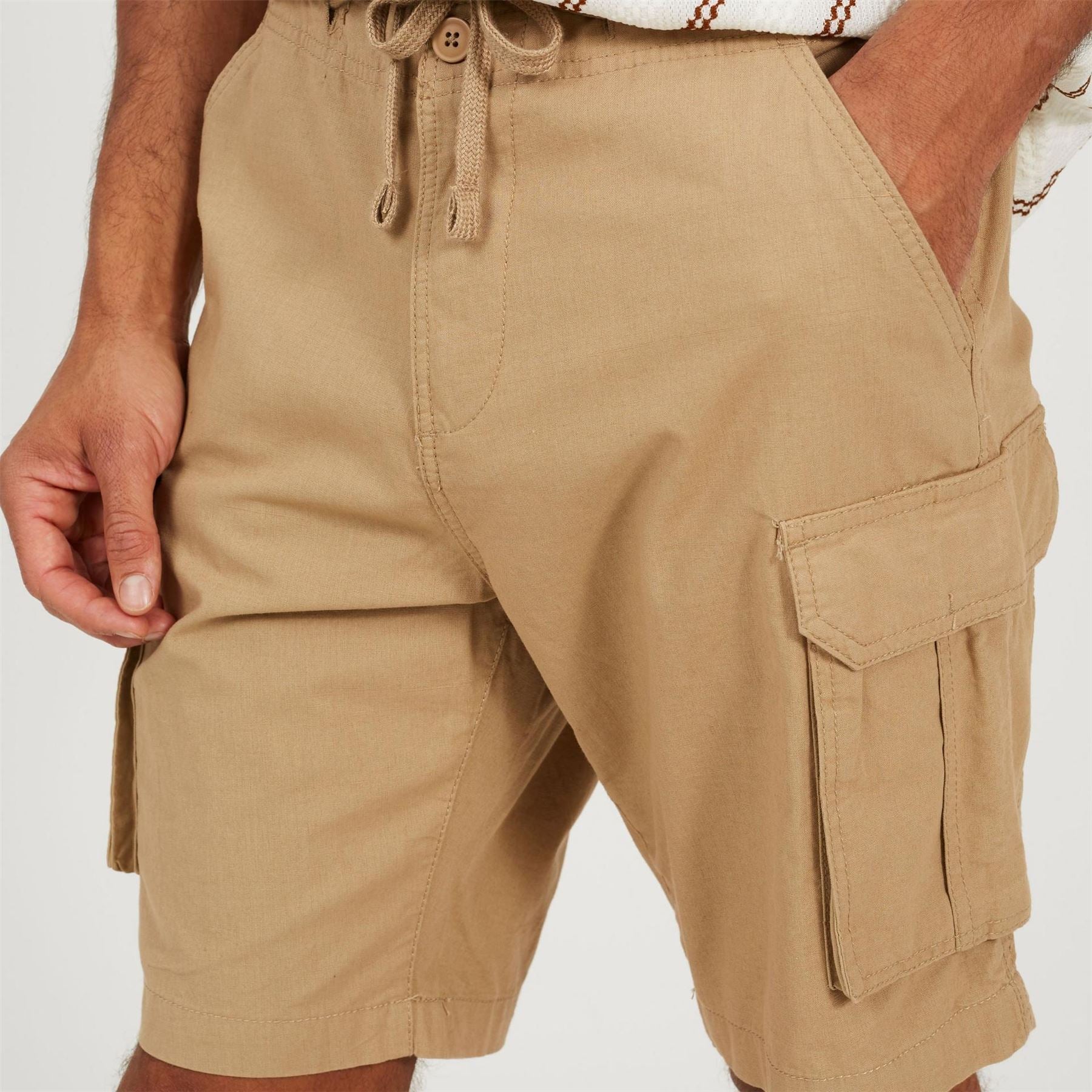 Brave Soul Mens Cotton Canvasas Cargo Shorts