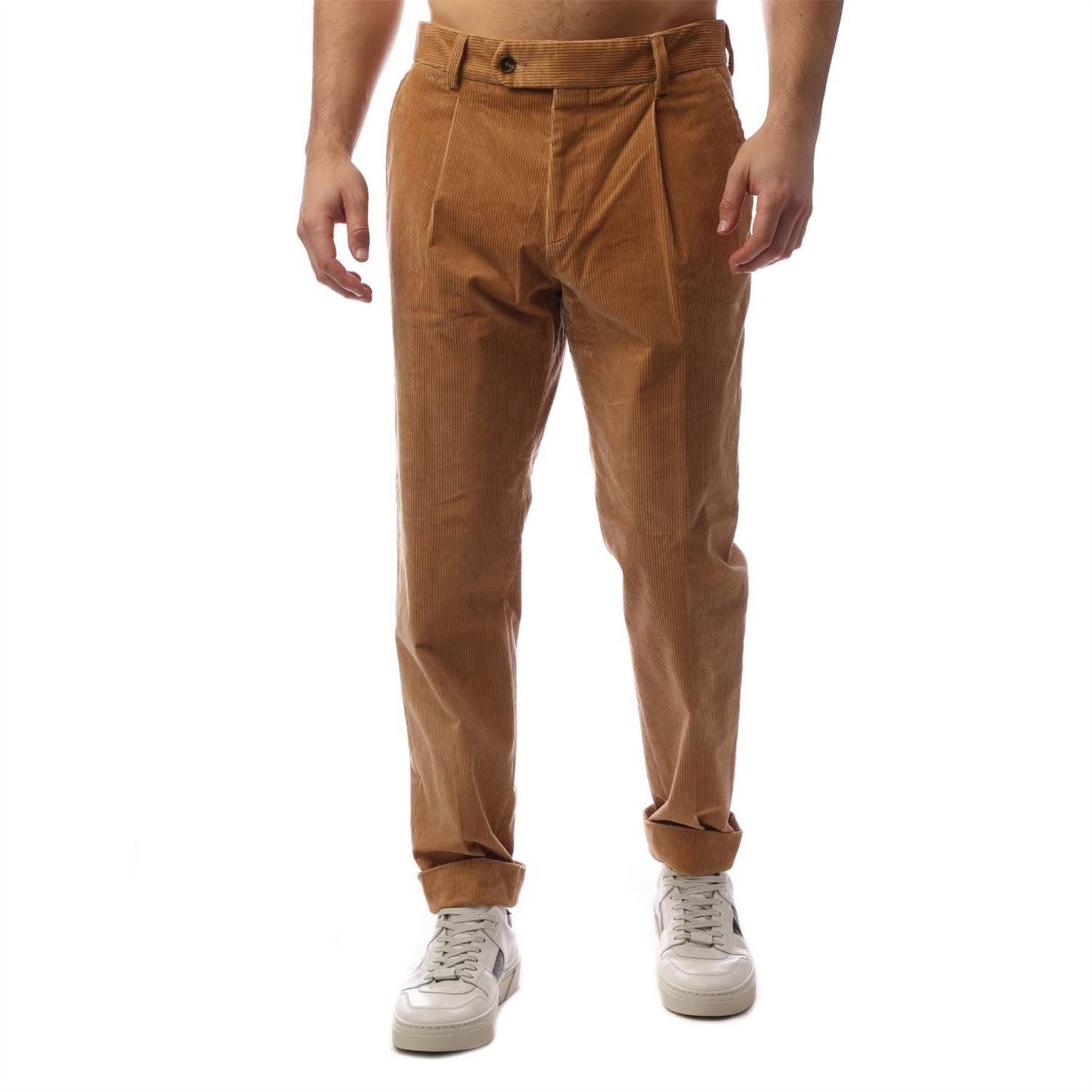 Boss Perin Solid Patterned Roll Up Cuff Trousers