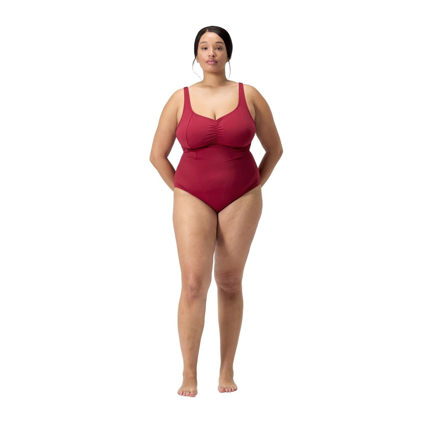 Speedo V-Neck Cinched One Piece Swimsuit