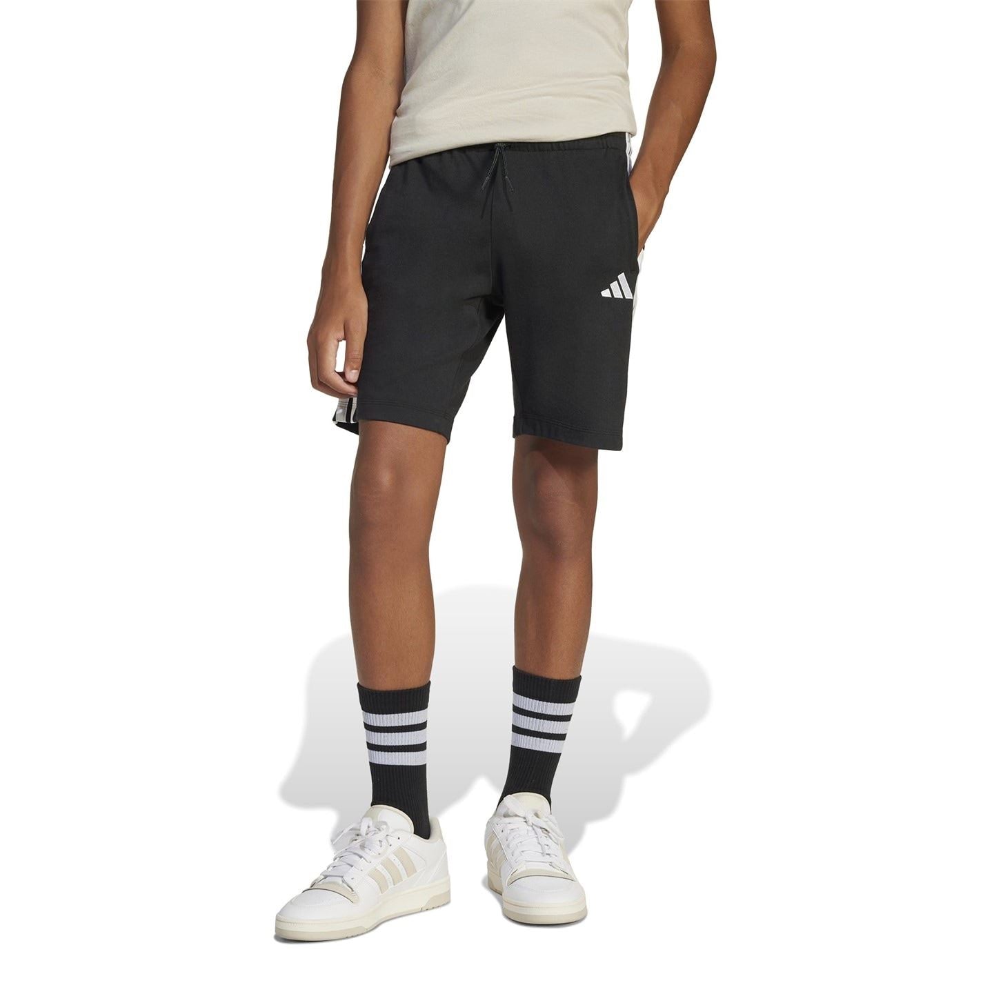 adidas Essentials 3 Stripe Jersey Short Juniors
