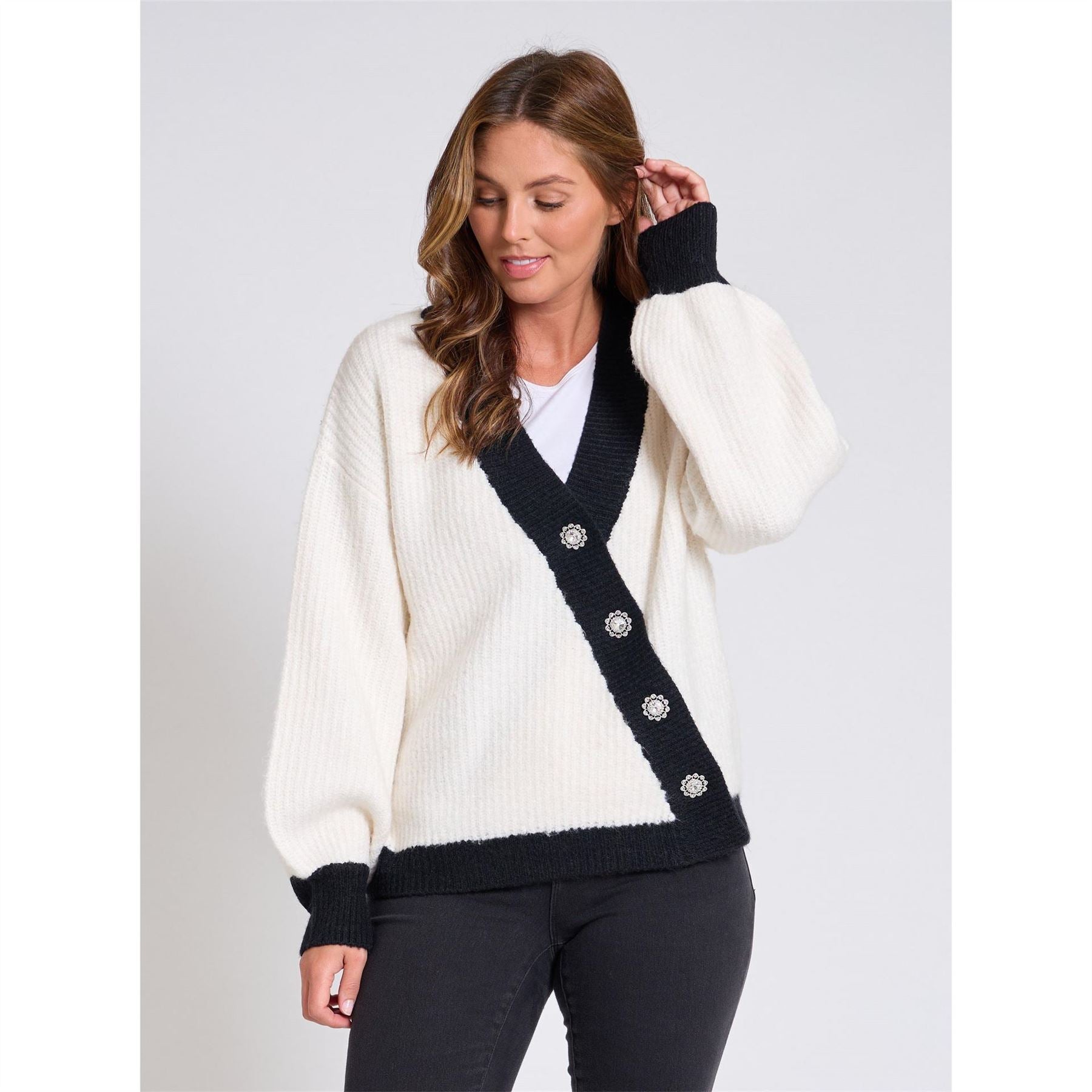 Be You Asymmetrical V-Neck Long Sleeve Sweater