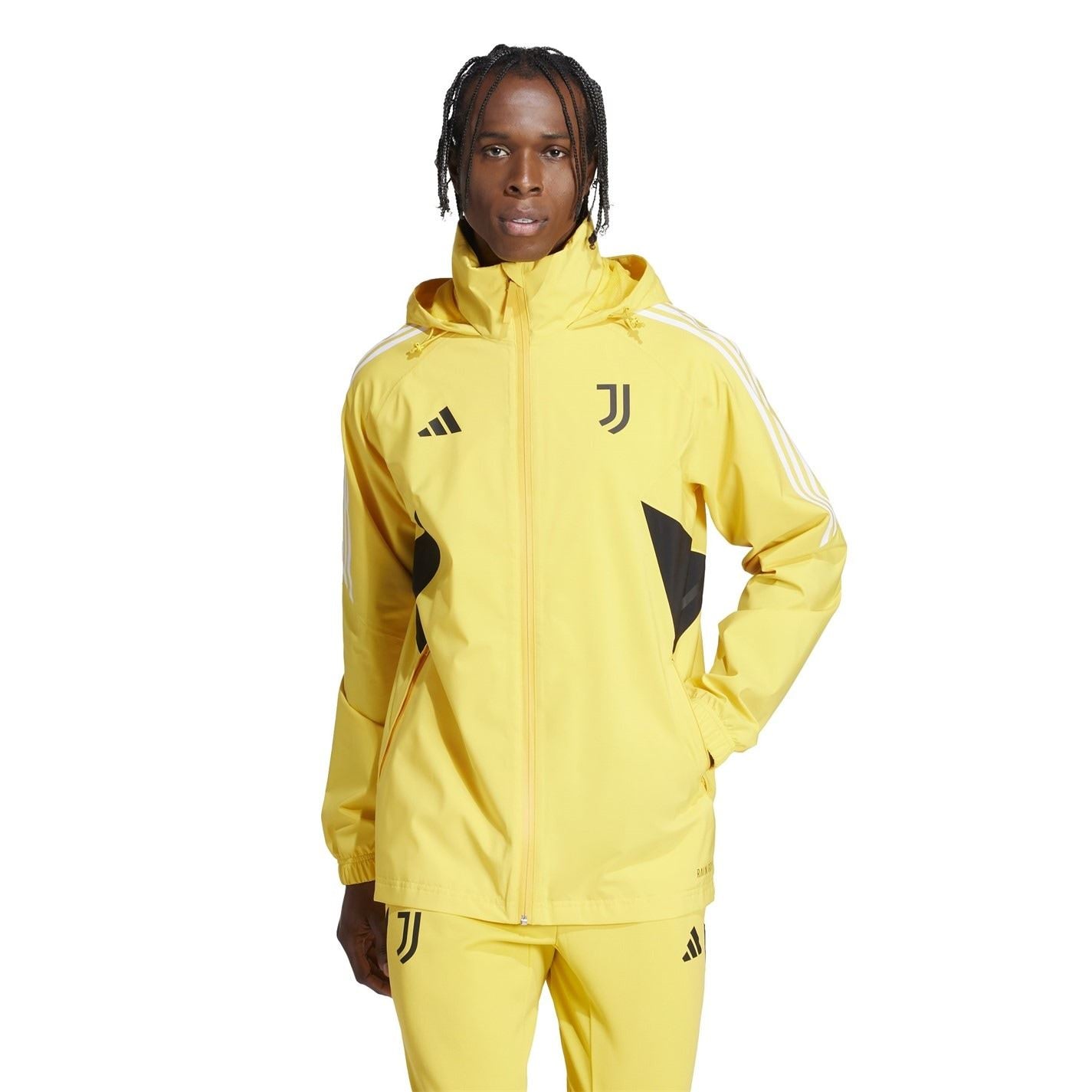 adidas Juve Hooded Rain Jacket with Side Pocket