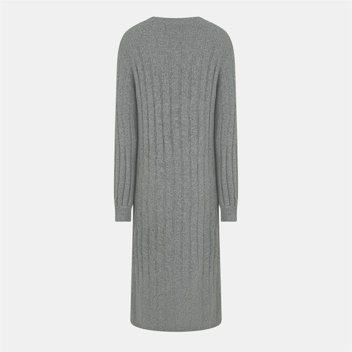 Pieces Knit Crew Neck Ribbed Cuff Midi Sweater Dress