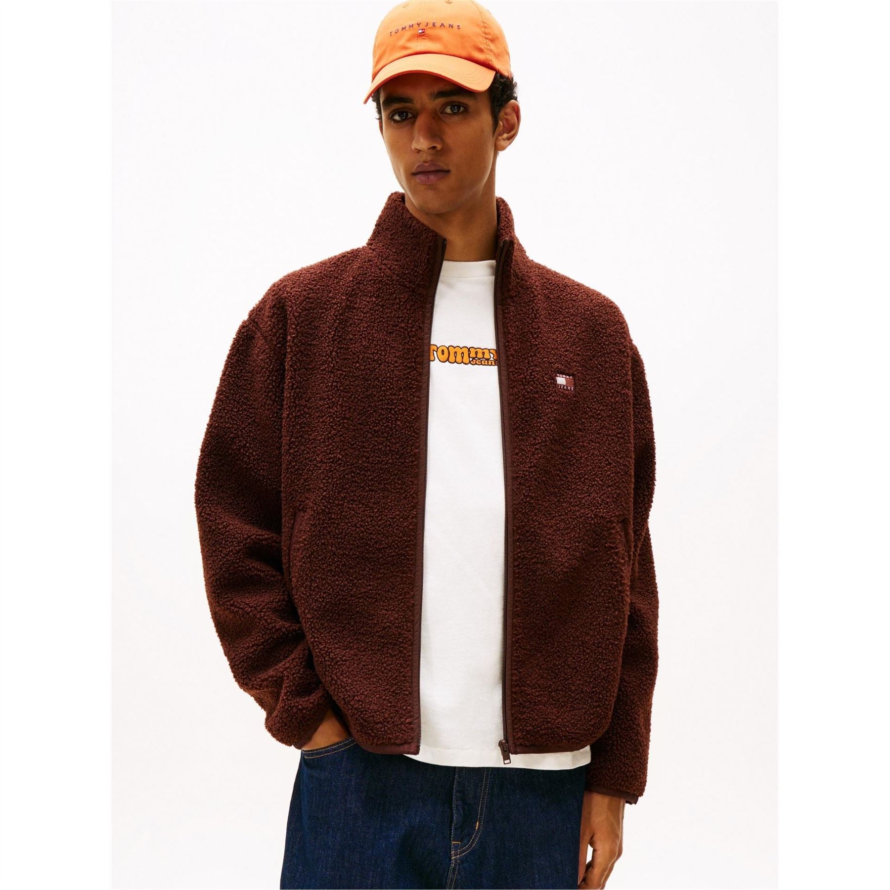Tommy Jeans Full Zipper Teddy Bear Coat with Zipped Pocket