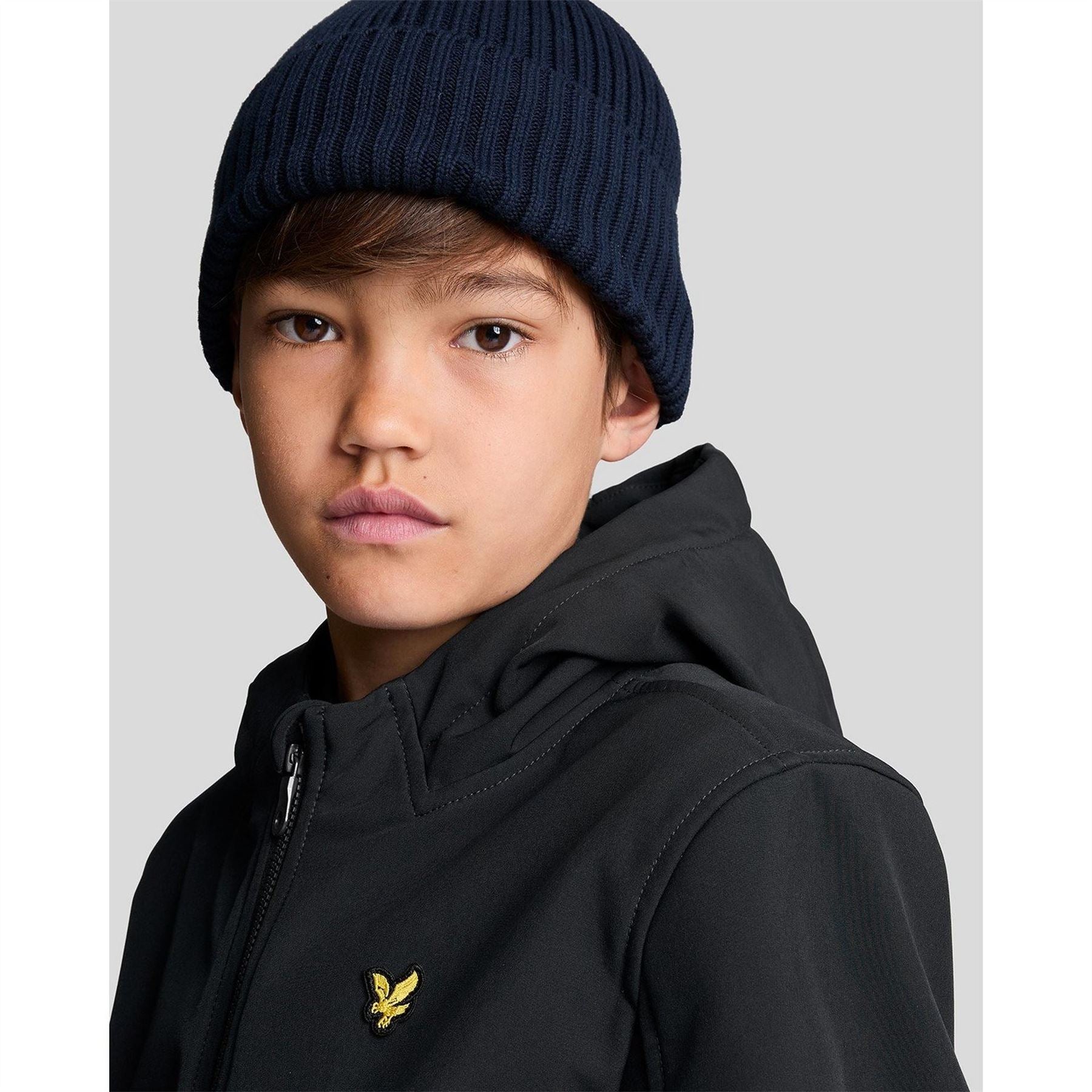 Lyle and Scott Solid Patterned Hooded Neck Ribbed Cuff Softshell Jacket