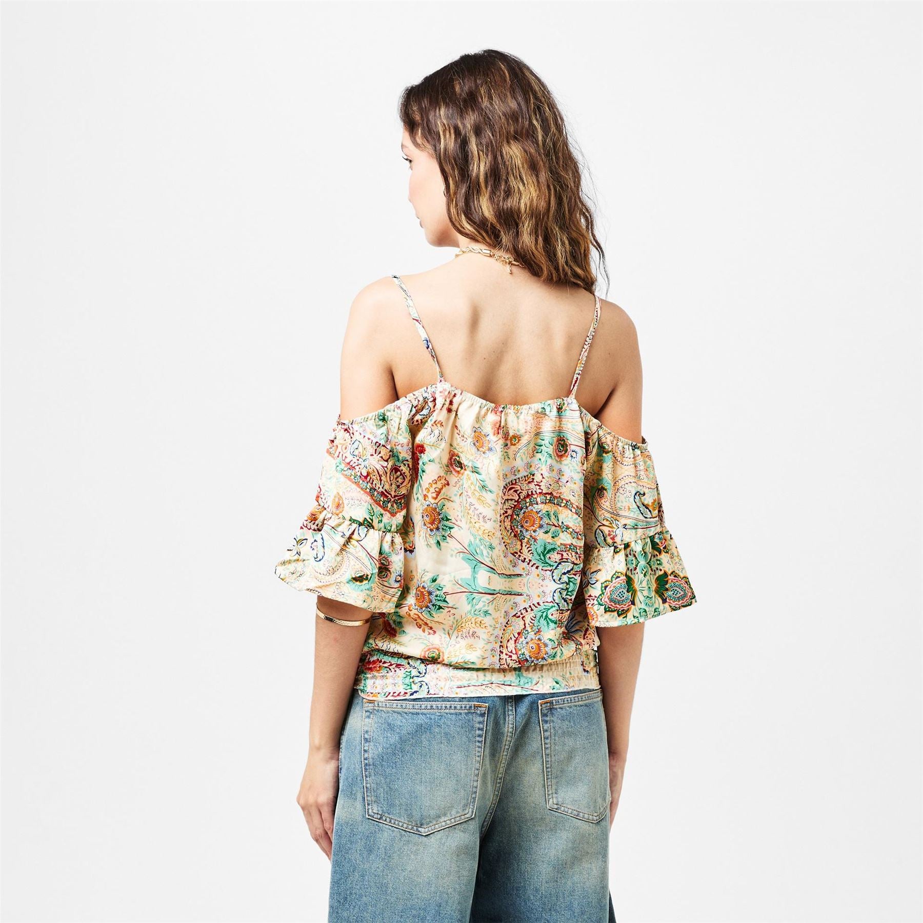 AX Paris Paisley Print Cut Out Shoulder Top
