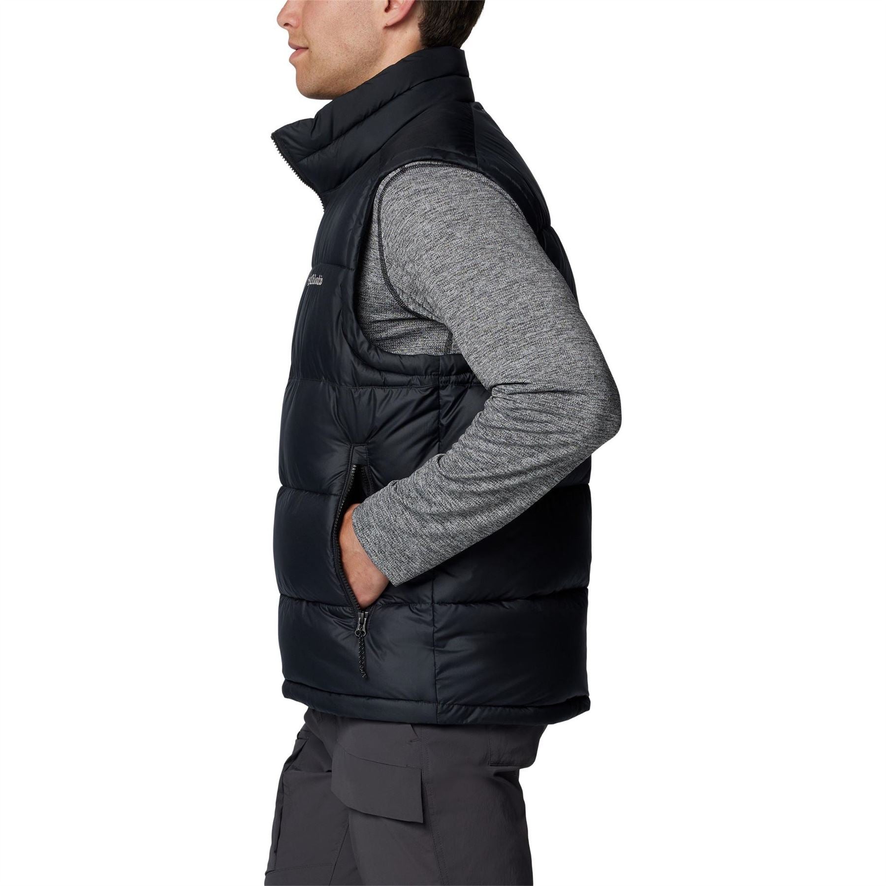 Columbia Pike Lake Solid Patterned Zipped Pocket Puffer Coat