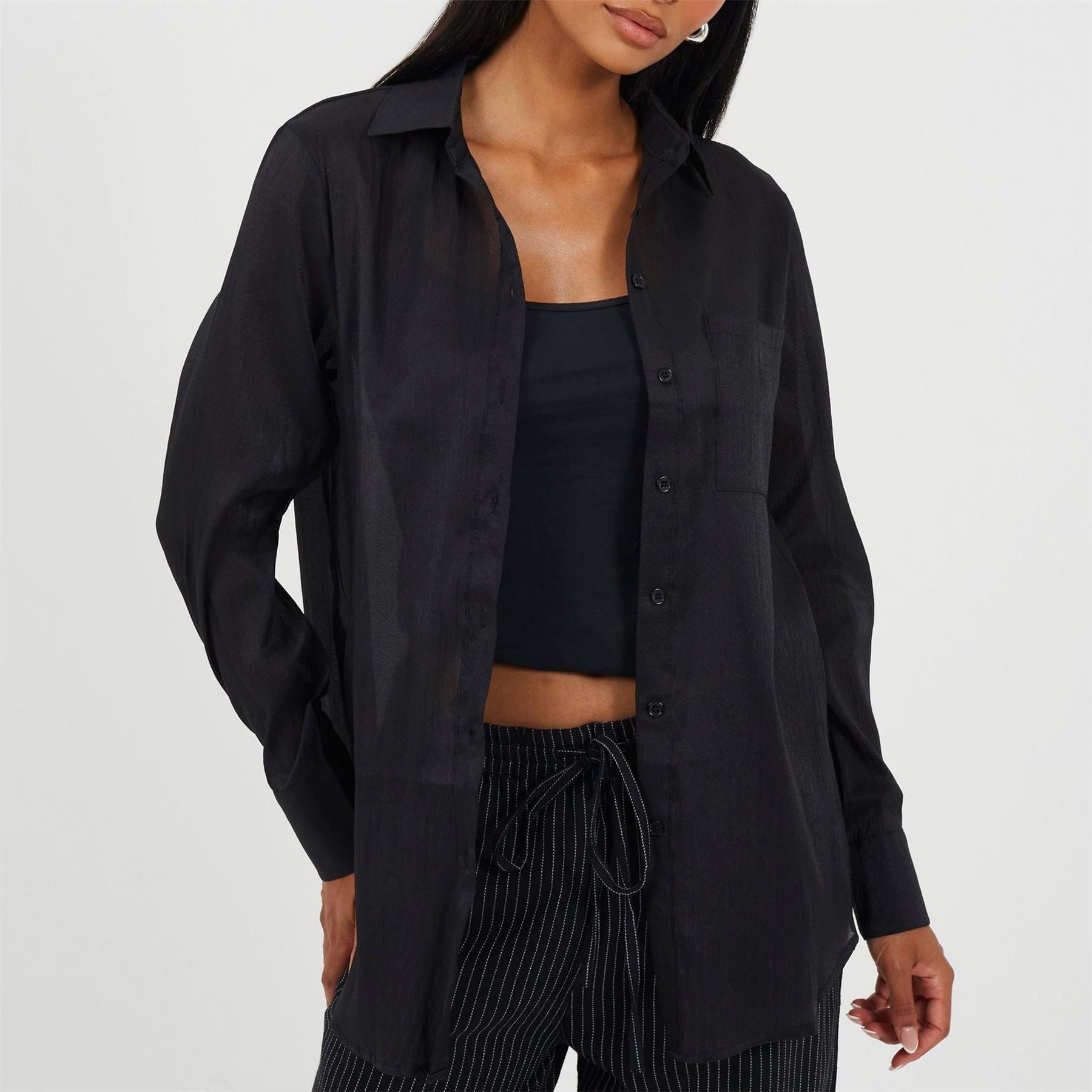 Brave Soul Collared Neck Long Sleeve Shirt with Chest Pocket