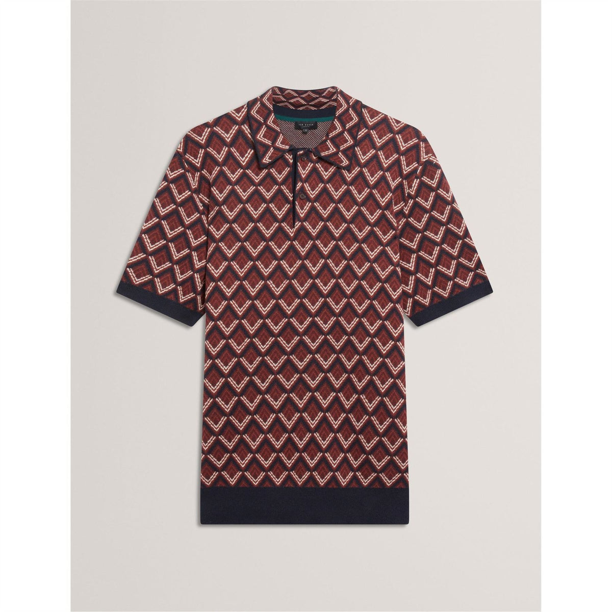 Ted Baker Jacquard Collared Neck Short Sleeve Polo Shirt