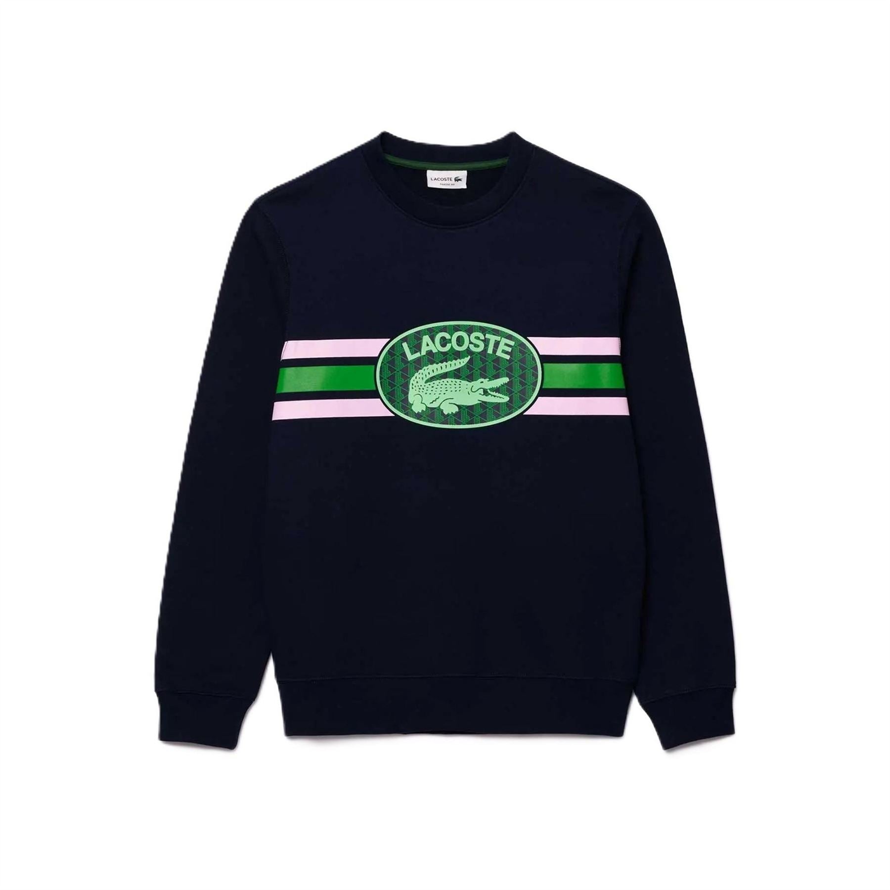 Lacoste Crocodile Print Lacoste Lettering Crew Neck Sweatshirt