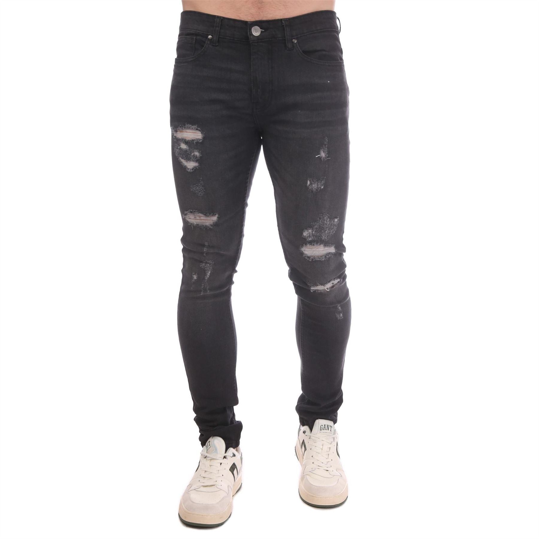 DFND London Roar Distressed Slim Jeans