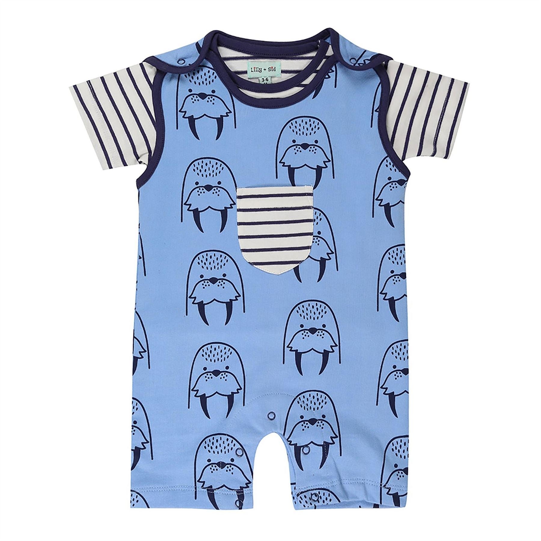 Lilly and Sid Crew Neck Short Sleeve Animal Patterned Dungaree Set