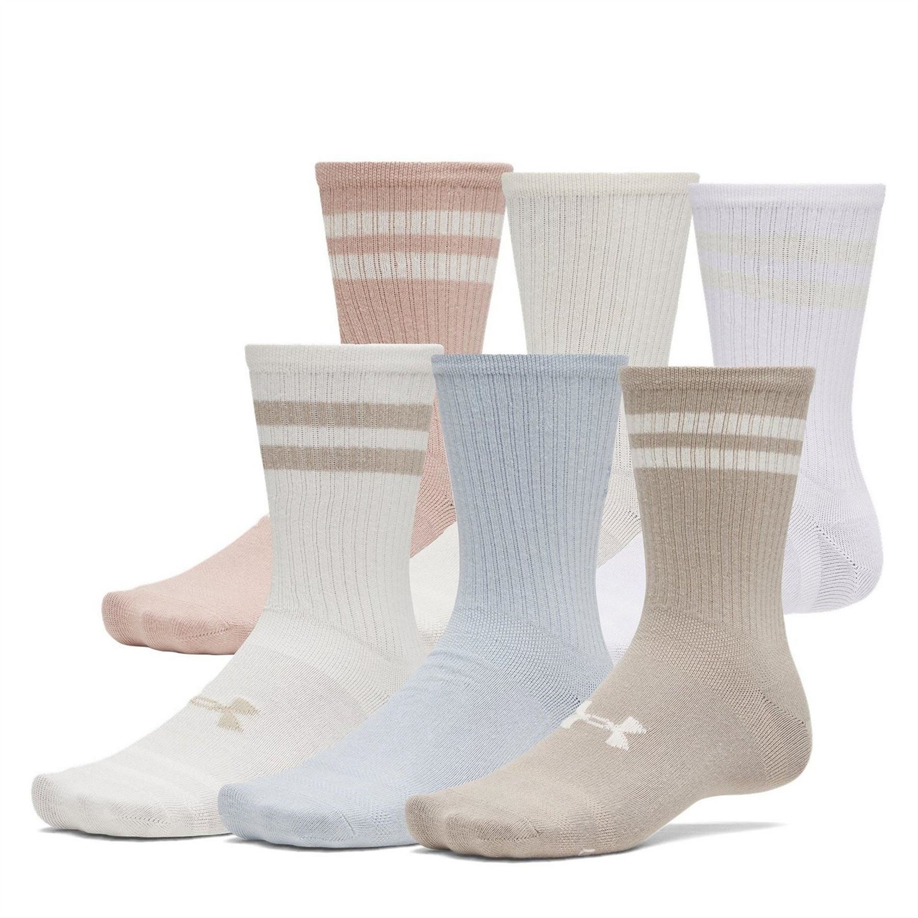 Under Armour 6 Pack Two Stripes Essential Crew Socks