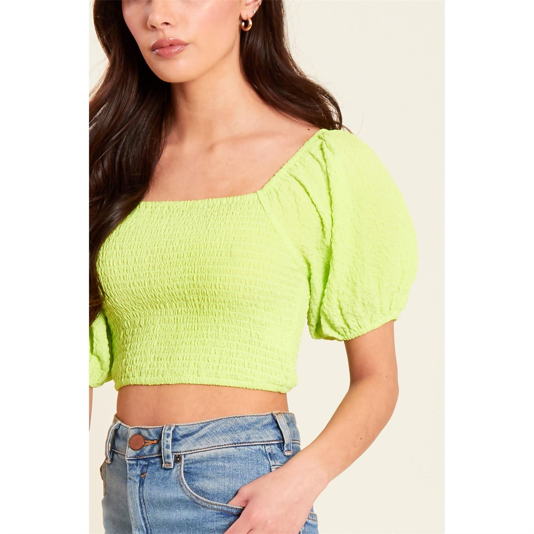 Be You Womens Shirred Crop Top