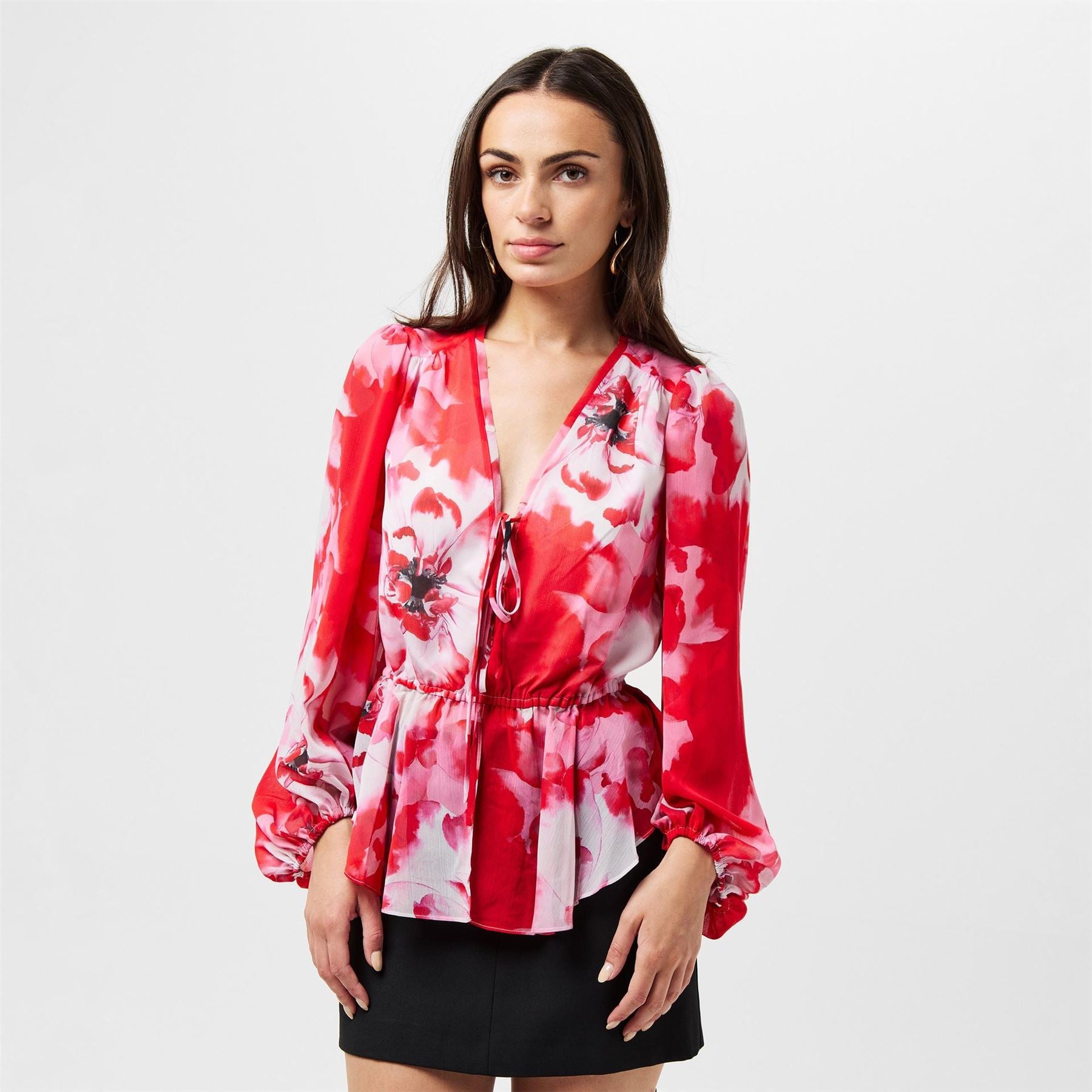 Ted Baker Relaxed Fit Balloon Sleeve V-Neck Blouse