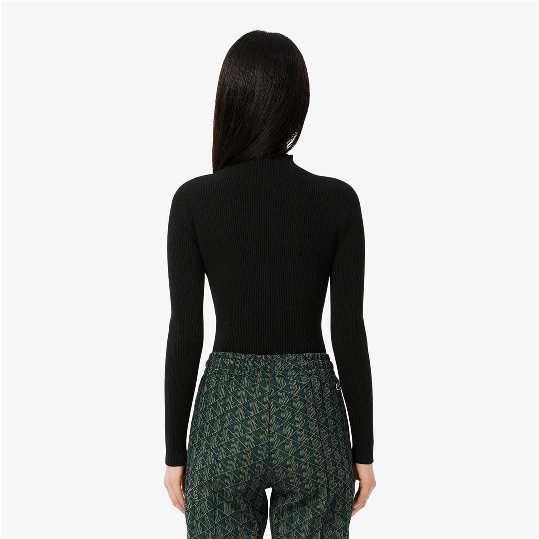 Lacoste Neck 3d Rib Knit Sweater