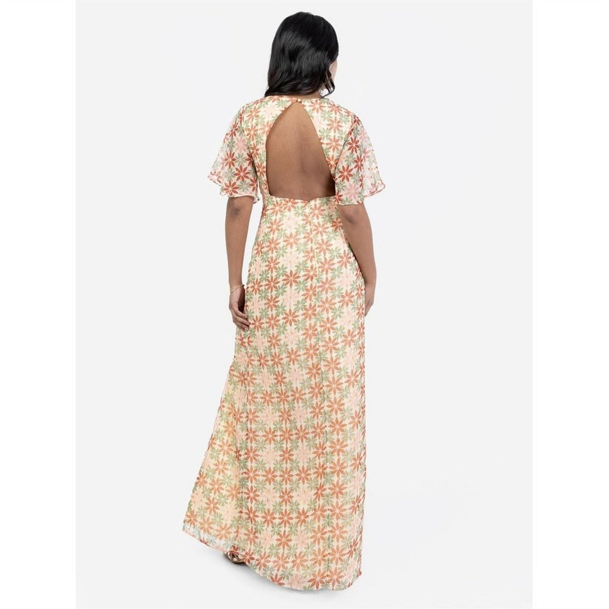 Anaya With Love With Love Recycled Floral Print Open Back Maxi Dress With Split