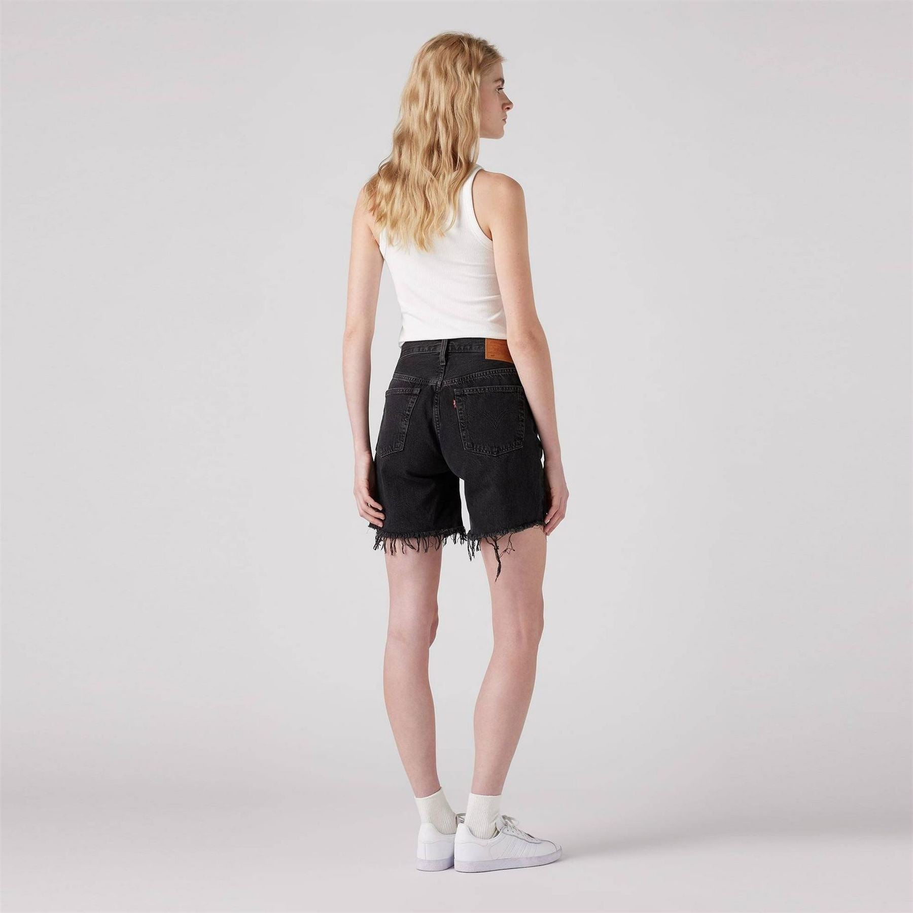 Levis Mid Thigh Lunar Black Denim Shorts
