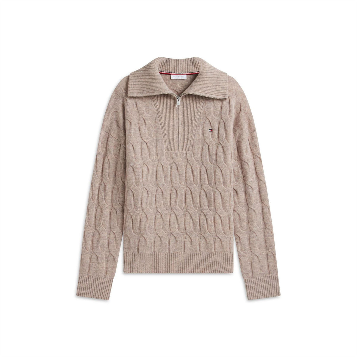 Tommy Hilfiger Wool Cable Knit Quarter Zip Jumper