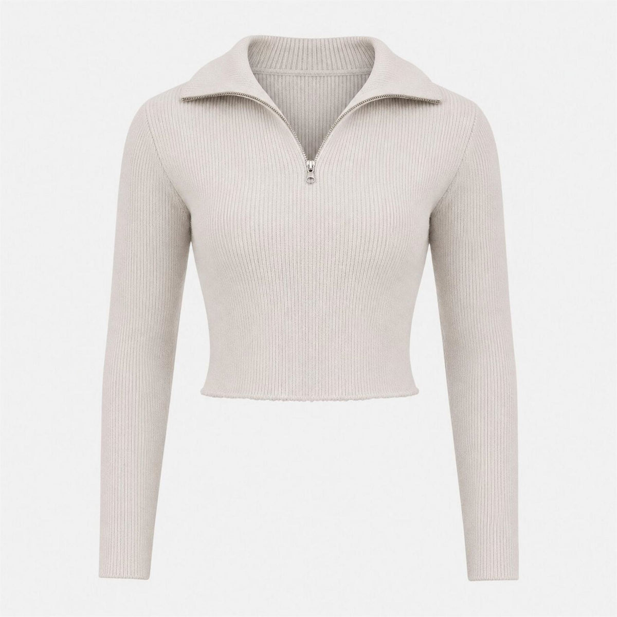 I Saw It First 1 4 Zip Long Sleeve Funnel Neck Knitted Top