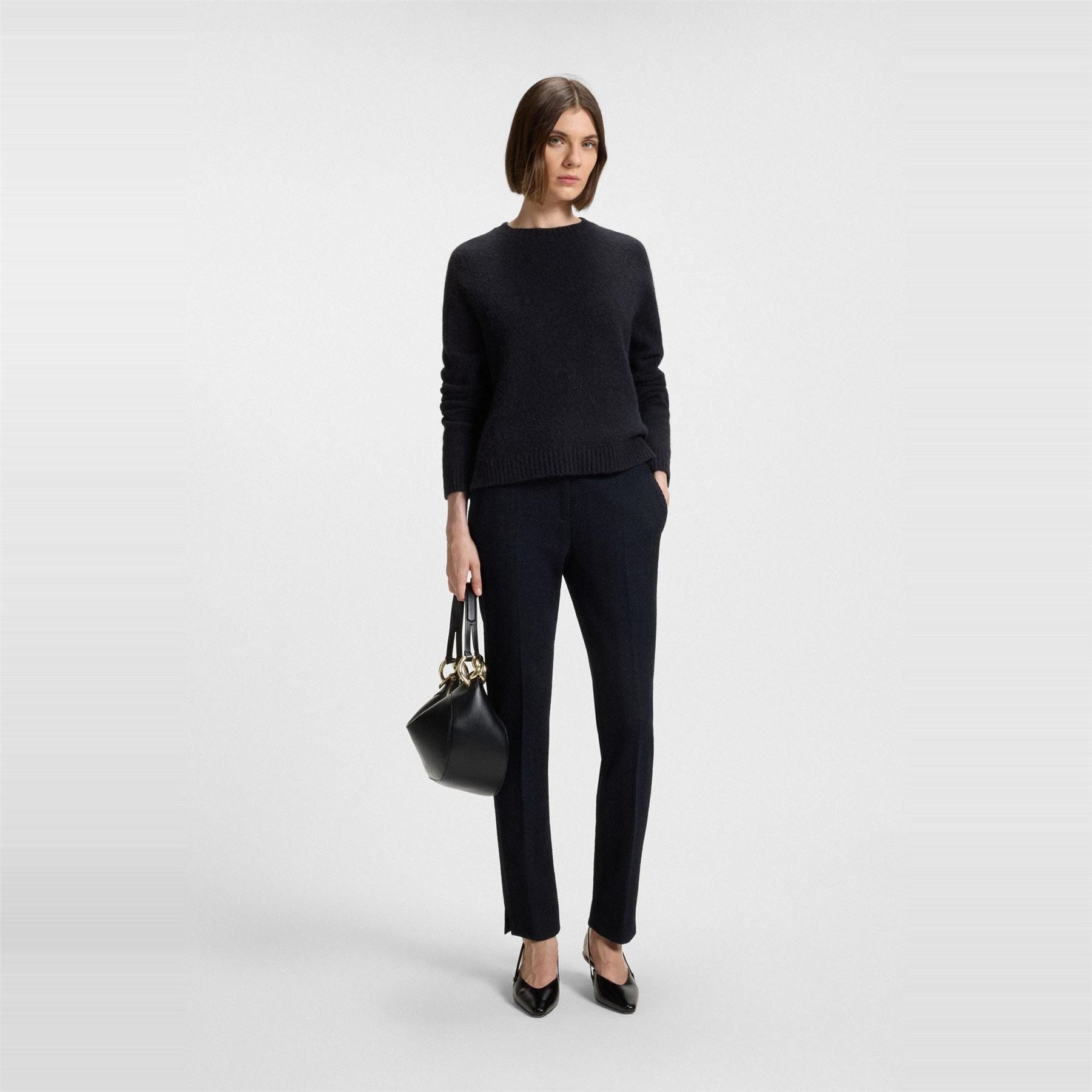 Boss Crew Neck Ribbed Collar Long Sleeve Sweater