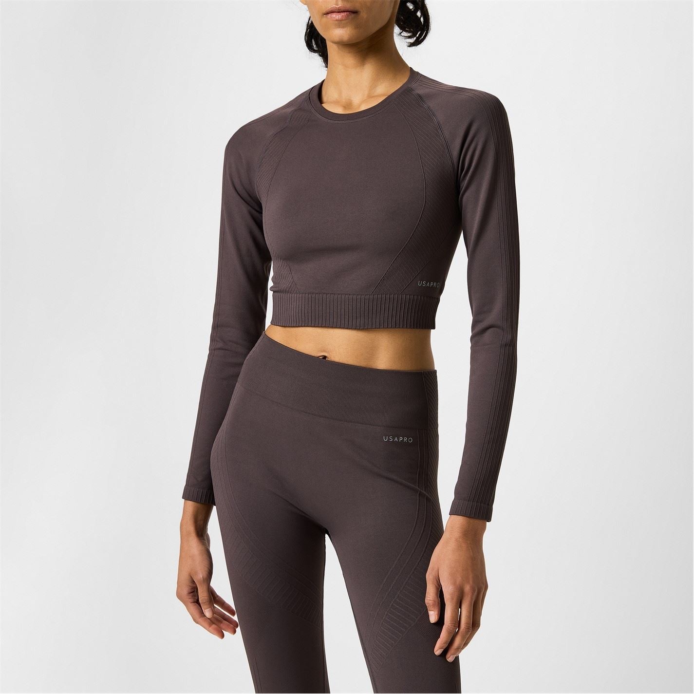 USA Pro Womens Long Sleeve Seamless Crop Top