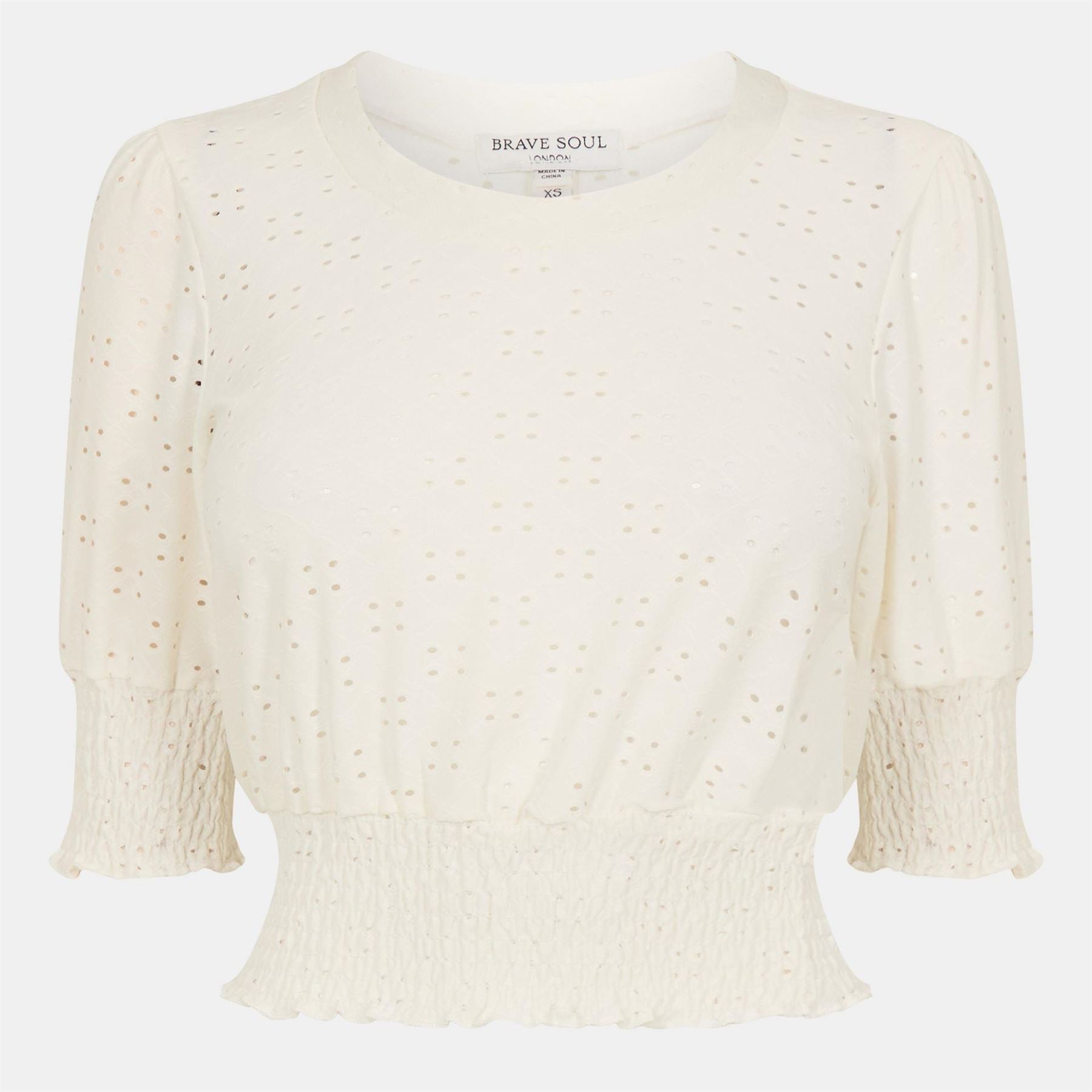Brave Soul Top With Shirred Sleeves