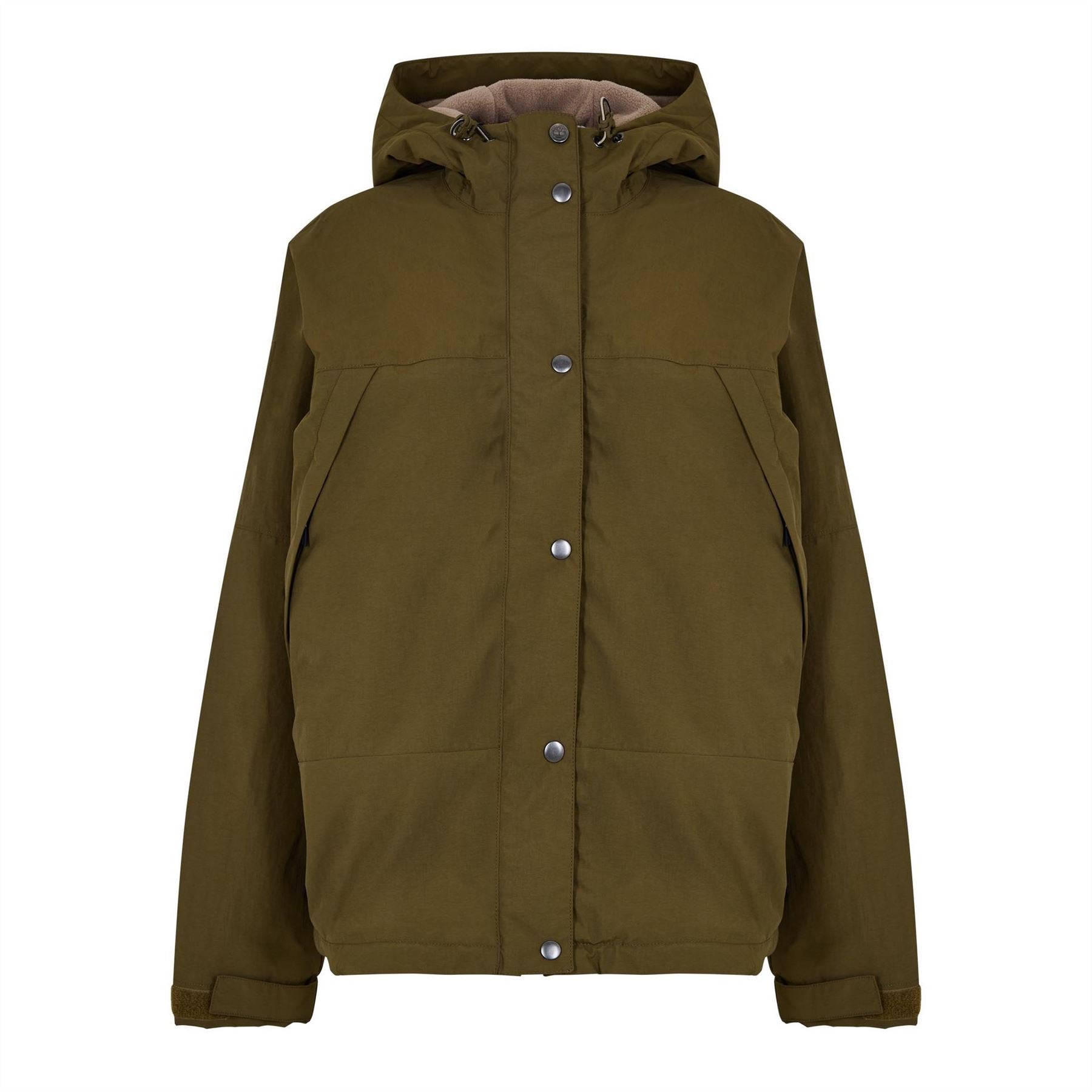 Timberland Winnick Solid Patterned Hooded Snap Button Rain Jacket