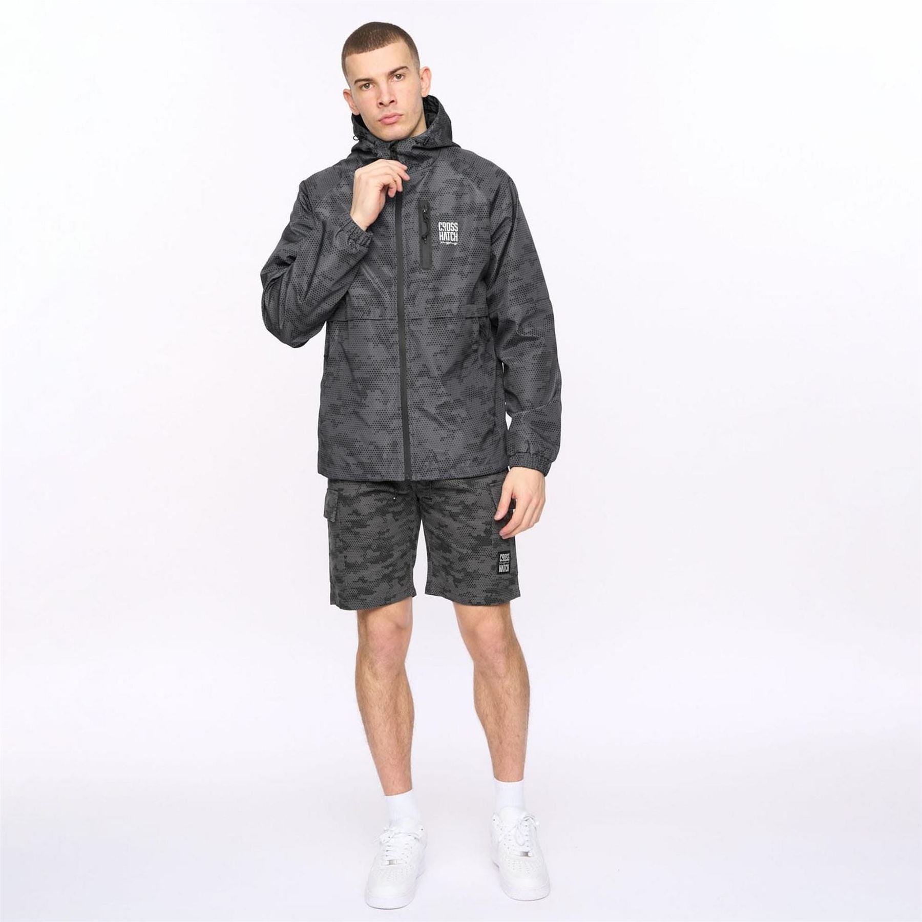 Crosshatch Allover Print Jacket