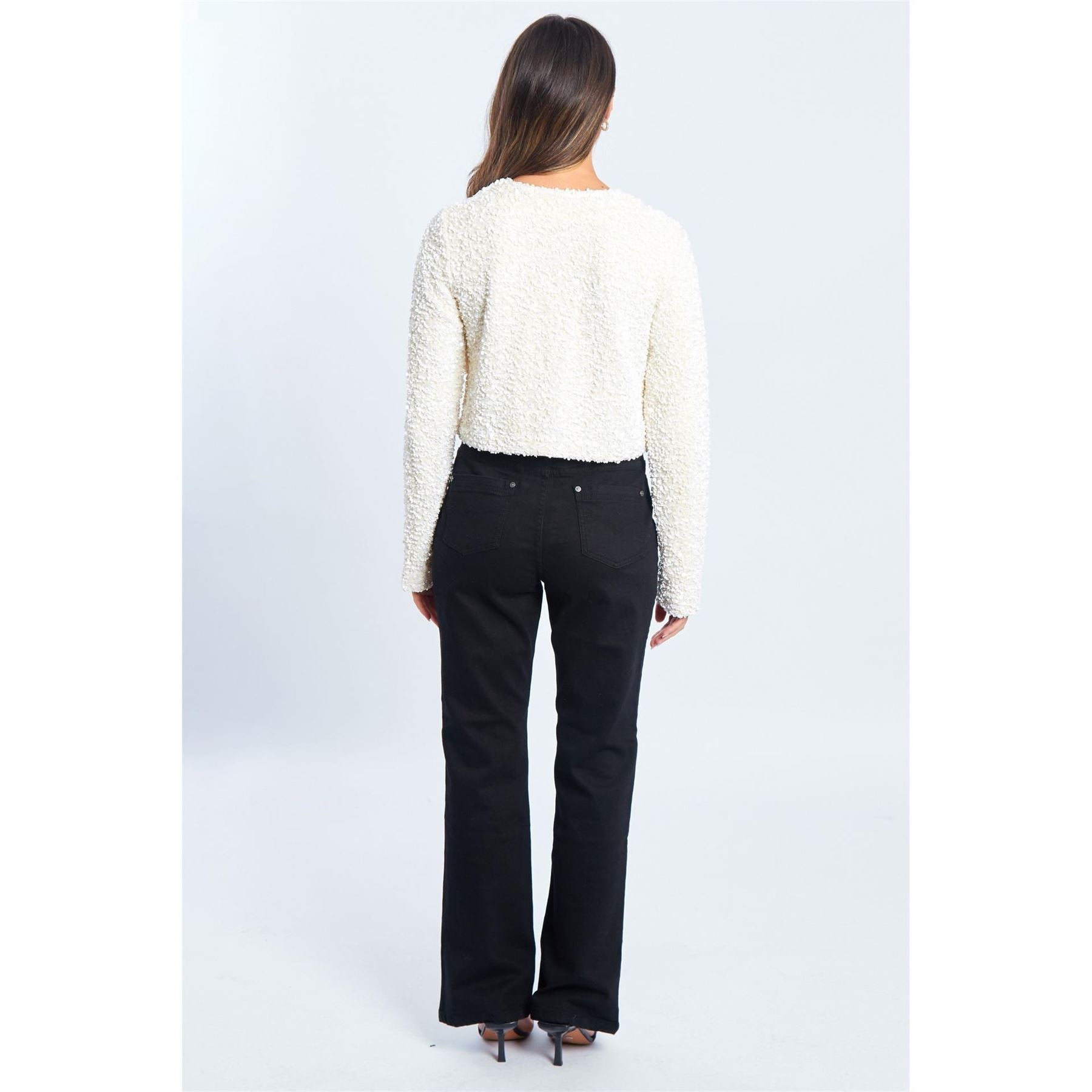 Be You Sequin Bow Crew Neck Long Sleeve Top