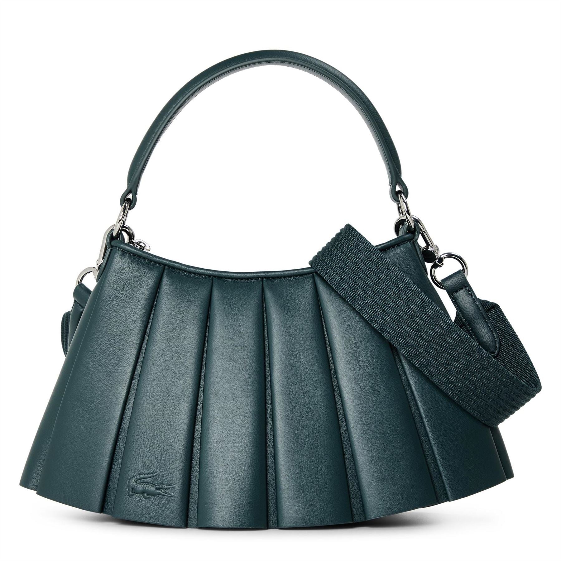 Lacoste Lenglen Crescent Shape Hobo Bag with Silver Hardware