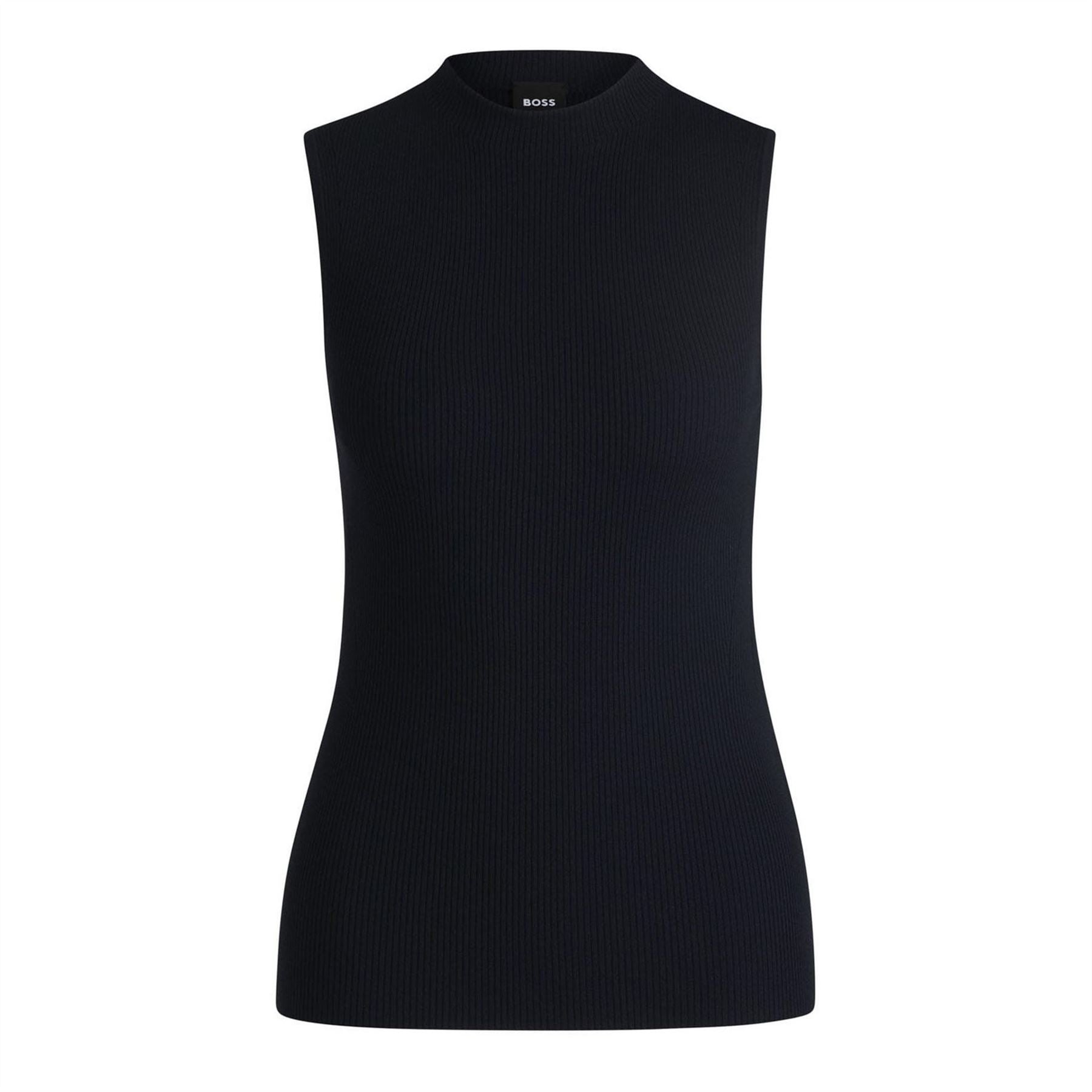 Boss Ribbed Top With Mock Neckline