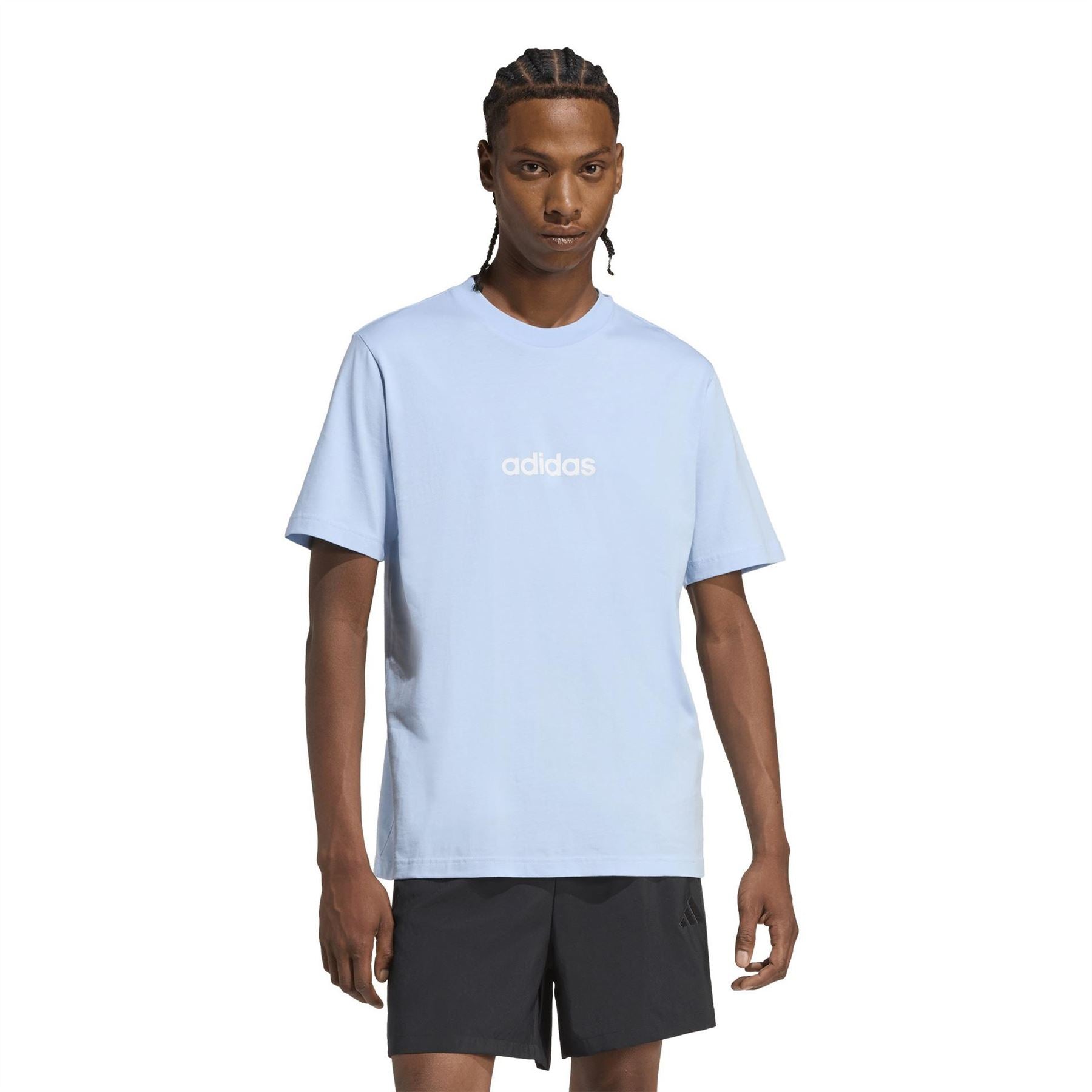 adidas Mens Essentials Single Jersey Linear Embroidered Logo T-Shirt