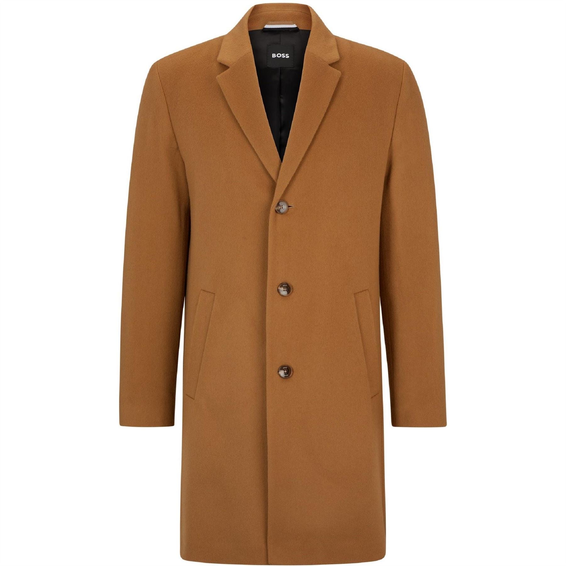 Boss Hyde Solid Patterned Lapel Collared Trench Coat