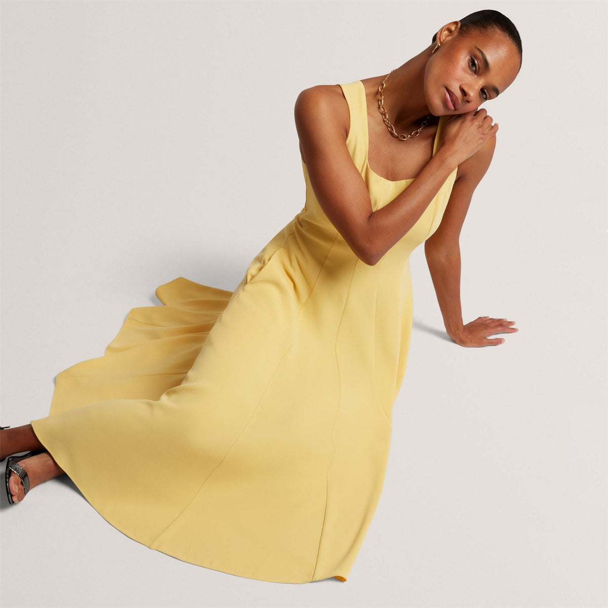 Ted Baker Baker Panelled Scoop Neck Sleeveless Midi Dress