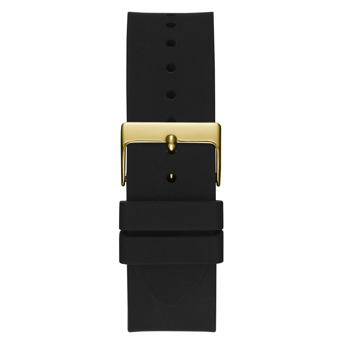 Guess Gold Analogue Fashion Watch with Black Rubber Single Wrap Strap