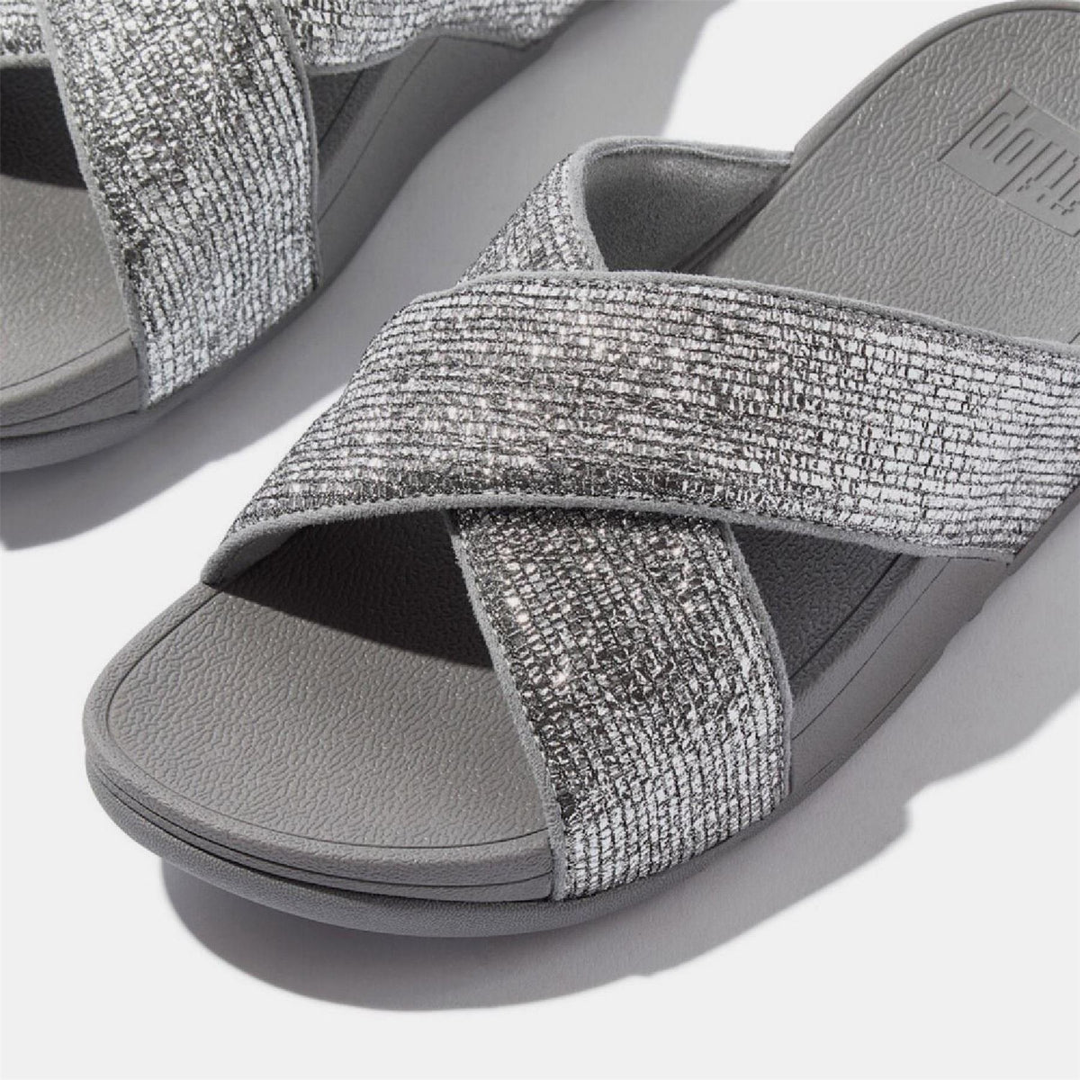 FitFlop Crinkled Shimmer Cross Sliders